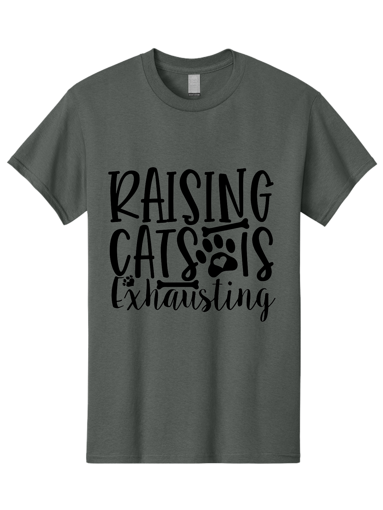 Raising Cats Is Exhausting Men'S Graphic Tee, 100% Cotton, Comfortable Casual Summer Wear, Machine Washable, Funny Cat Quote, Cat Lovers Gift, Cat Mom, Cat Dad, Cat Parenting Humor, Feline Fun, Cat Puns, Cat Memes Aae605 9