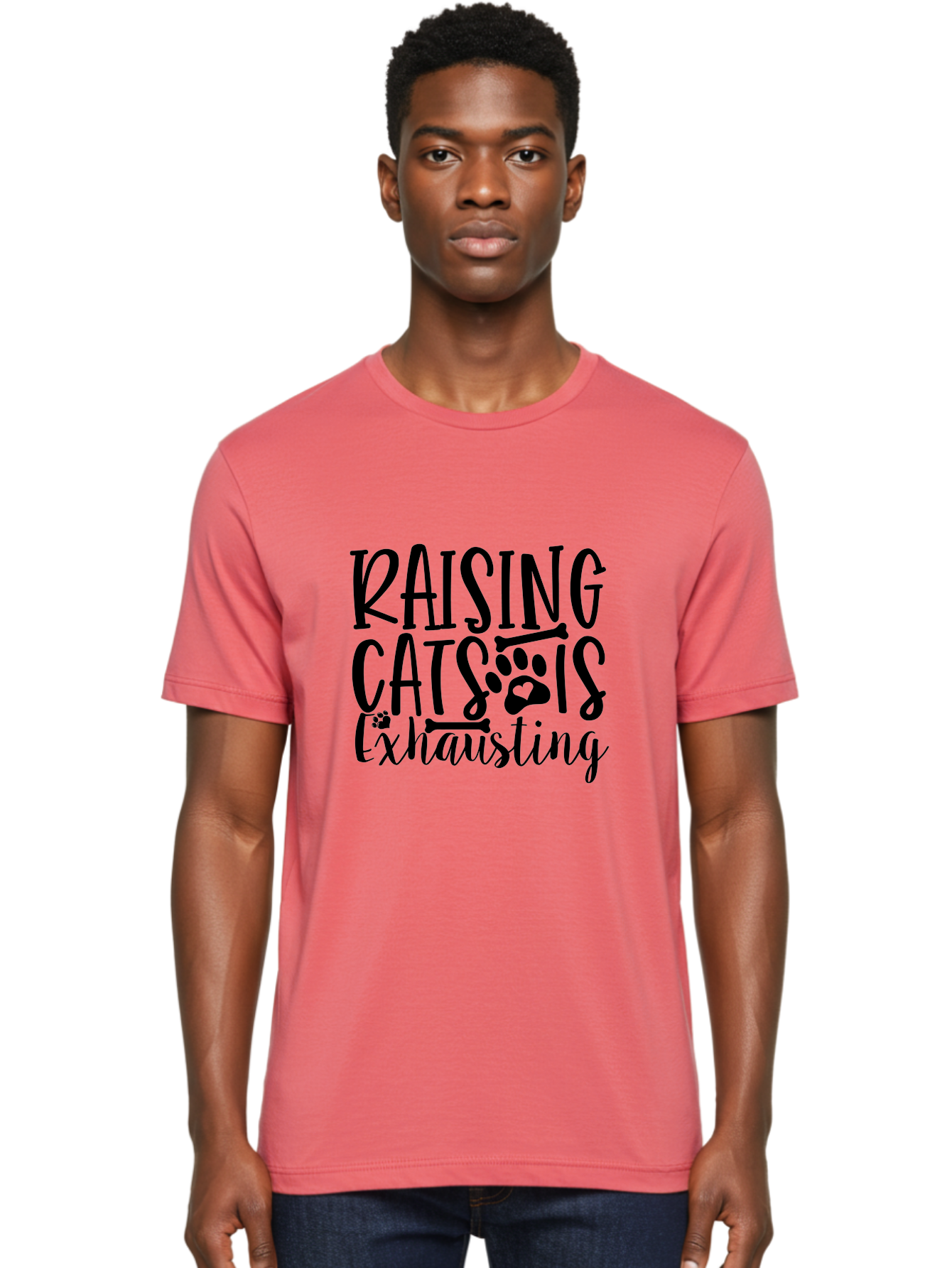 Raising Cats Is Exhausting Men'S Graphic Tee, 100% Cotton, Comfortable Casual Summer Wear, Machine Washable, Funny Cat Quote, Cat Lovers Gift, Cat Mom, Cat Dad, Cat Parenting Humor, Feline Fun, Cat Puns, Cat Memes Aae605 16