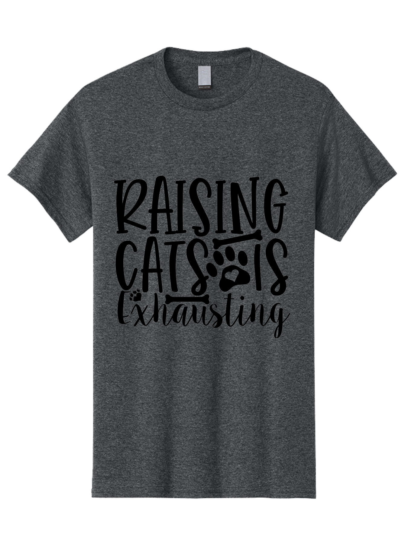 Raising Cats Is Exhausting Men'S Graphic Tee, 100% Cotton, Comfortable Casual Summer Wear, Machine Washable, Funny Cat Quote, Cat Lovers Gift, Cat Mom, Cat Dad, Cat Parenting Humor, Feline Fun, Cat Puns, Cat Memes Aae605 3