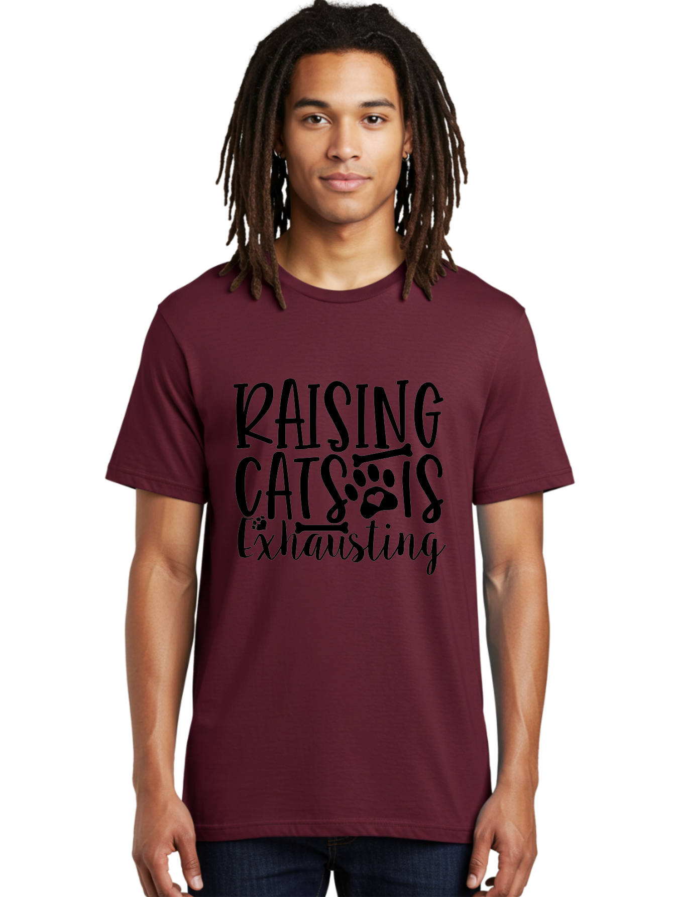 Raising Cats Is Exhausting Men'S Graphic Tee, 100% Cotton, Comfortable Casual Summer Wear, Machine Washable, Funny Cat Quote, Cat Lovers Gift, Cat Mom, Cat Dad, Cat Parenting Humor, Feline Fun, Cat Puns, Cat Memes Aae605 26