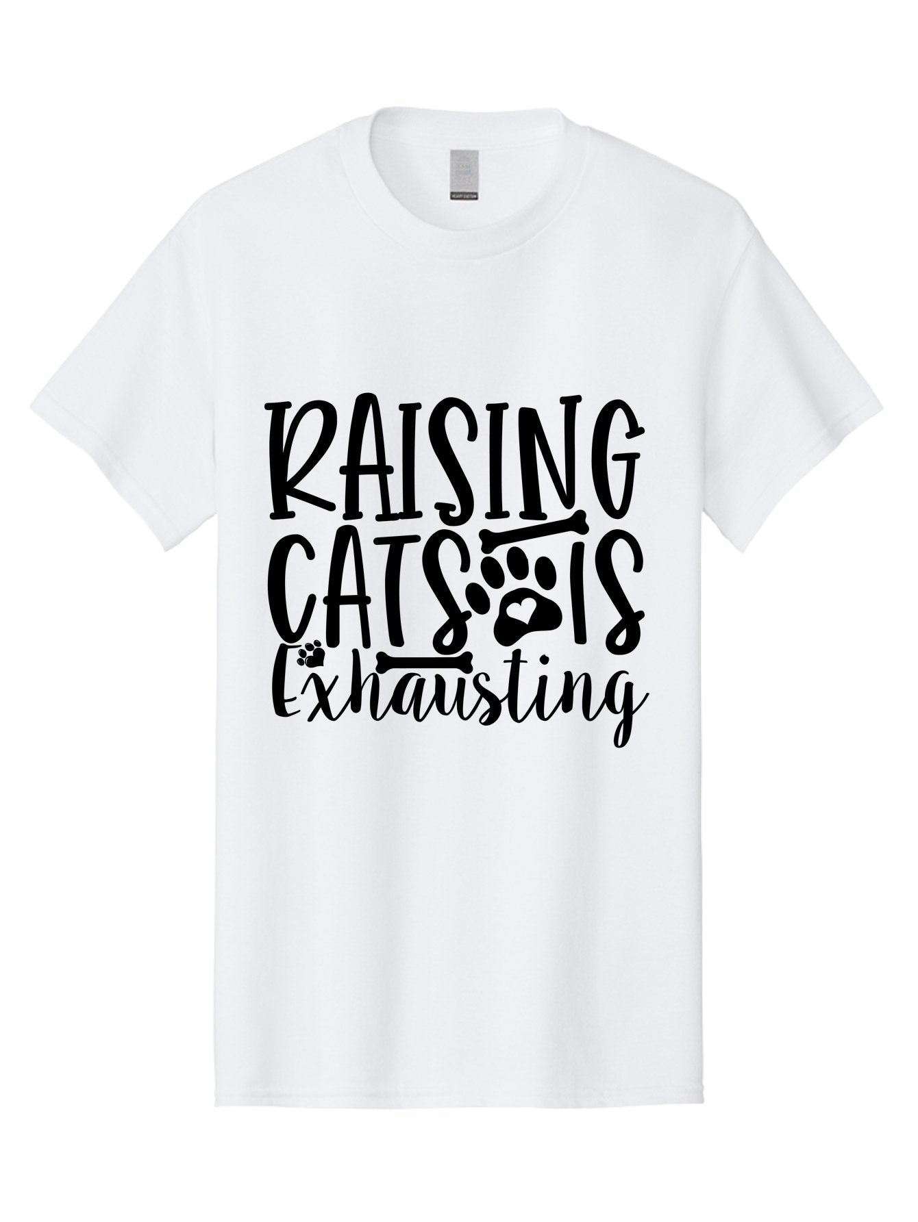 Raising Cats Is Exhausting Men'S Graphic Tee, 100% Cotton, Comfortable Casual Summer Wear, Machine Washable, Funny Cat Quote, Cat Lovers Gift, Cat Mom, Cat Dad, Cat Parenting Humor, Feline Fun, Cat Puns, Cat Memes Aae605 5
