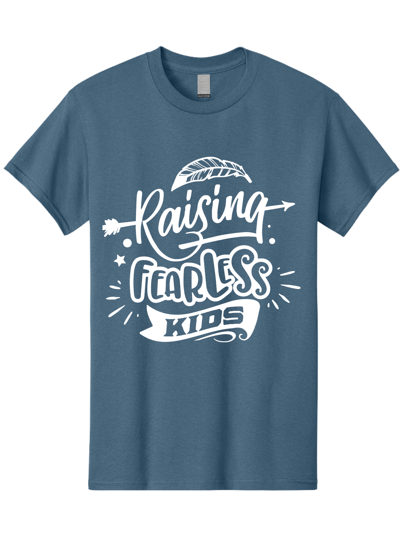 Raising Fearless Kids White Men'S Graphic Tee, 100% Cotton, Comfortable Casual Summer Wear, Machine Washable, Raising Fearless Kids, Motivational Quotes, Inspirational Phrases, Parenting Tips, Bold Font, Arrow Graphics, Feather Illustrations, Aae607 27