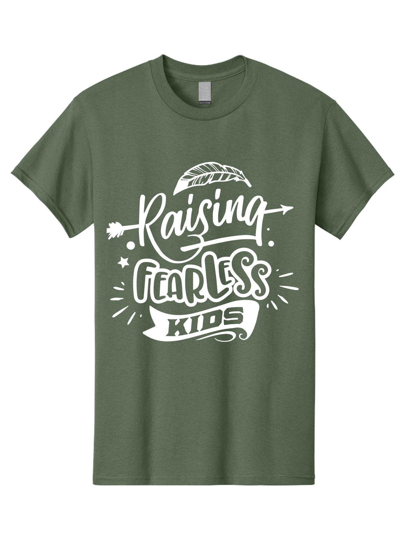 Raising Fearless Kids White Men'S Graphic Tee, 100% Cotton, Comfortable Casual Summer Wear, Machine Washable, Raising Fearless Kids, Motivational Quotes, Inspirational Phrases, Parenting Tips, Bold Font, Arrow Graphics, Feather Illustrations, Aae607 10