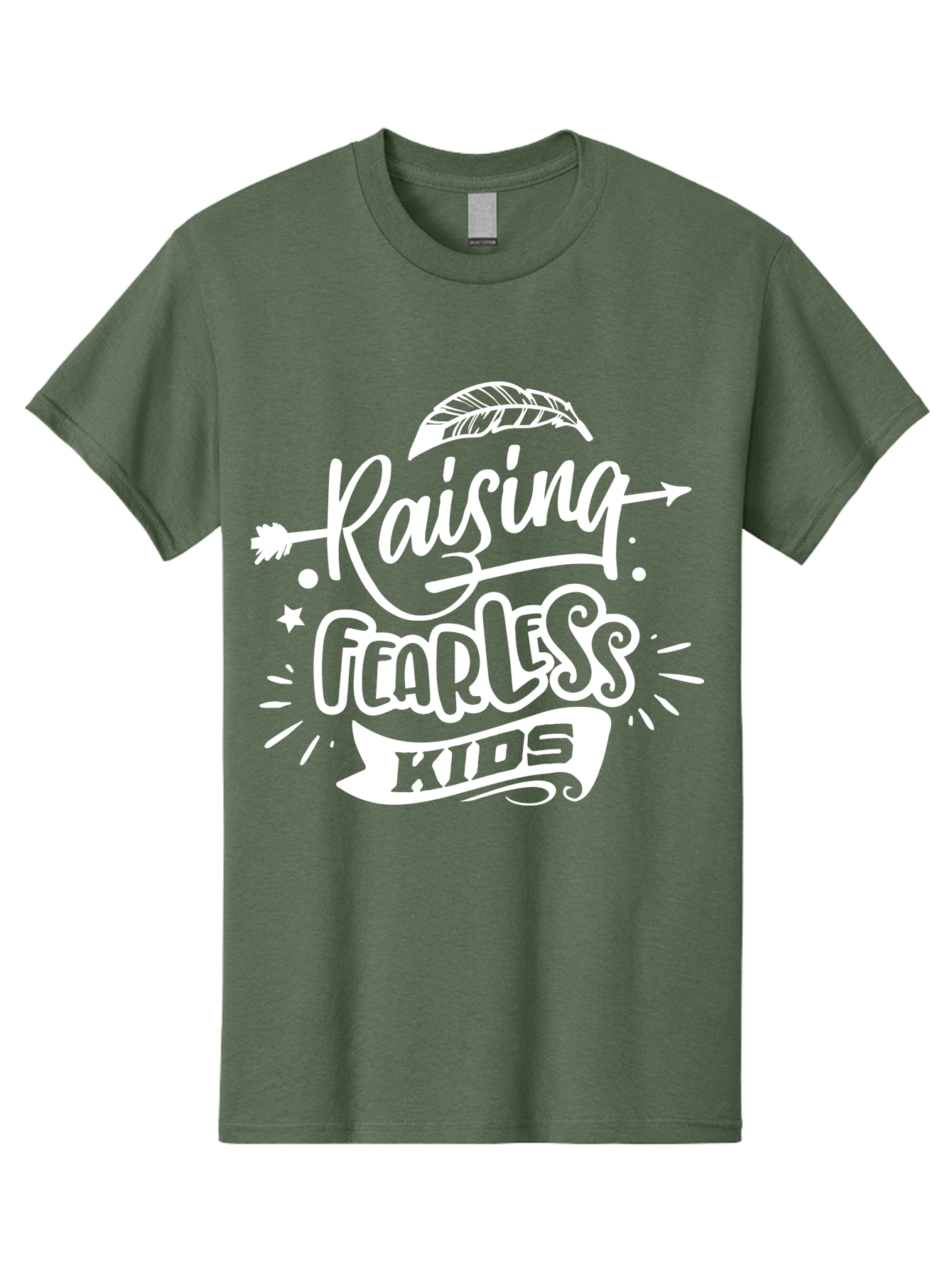 Raising Fearless Kids White Men'S Graphic Tee, 100% Cotton, Comfortable Casual Summer Wear, Machine Washable, Raising Fearless Kids, Motivational Quotes, Inspirational Phrases, Parenting Tips, Bold Font, Arrow Graphics, Feather Illustrations, Aae607 13