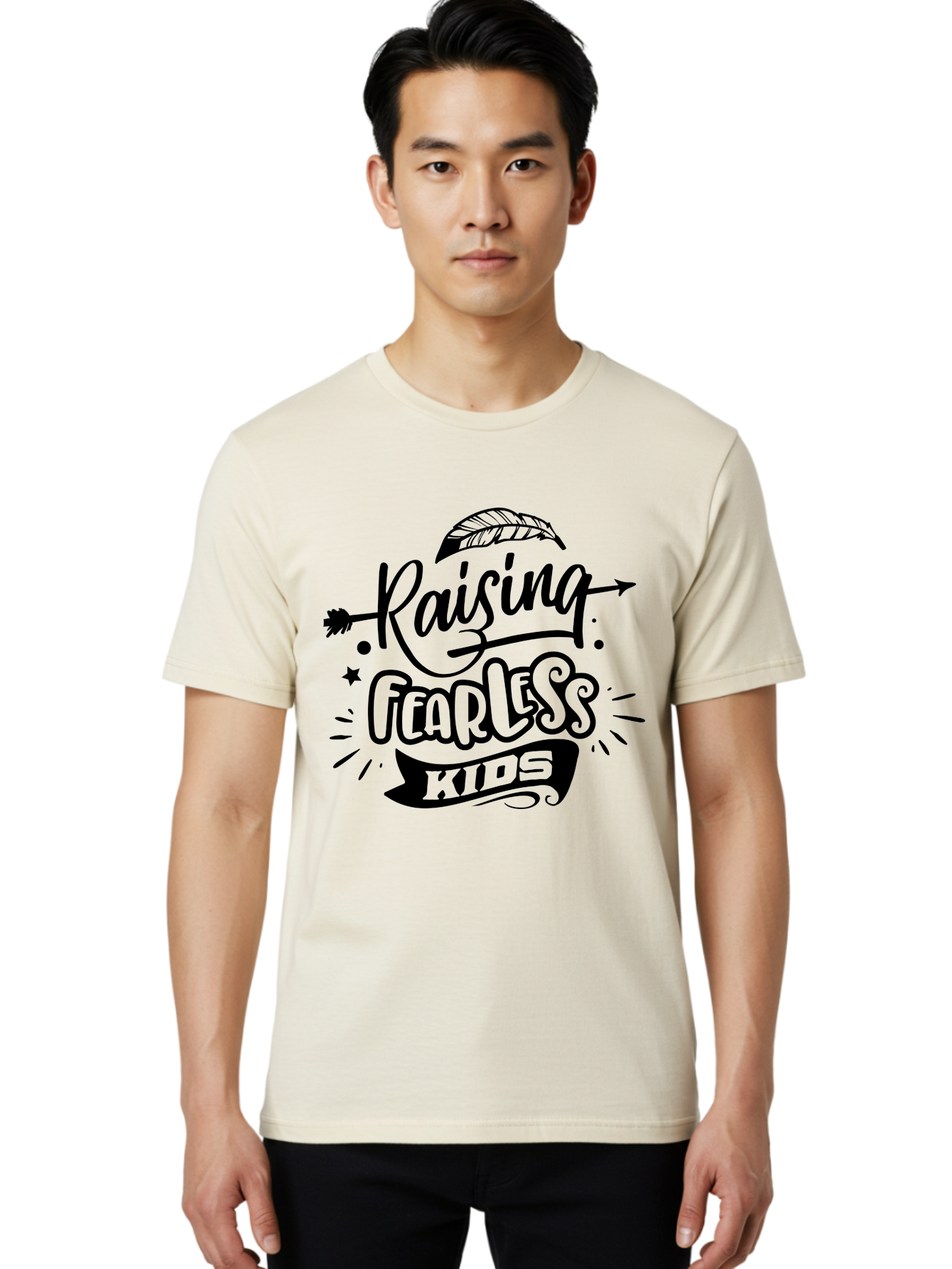 Raising Fearless Kids Men'S Graphic Tee, 100% Cotton, Comfortable Casual Summer Wear, Machine Washable, Raising Fearless Kids, Motivational Quotes, Inspirational Phrases, Parenting Tips, Confidence Boosters, Positive Affirmations, Aae608 16