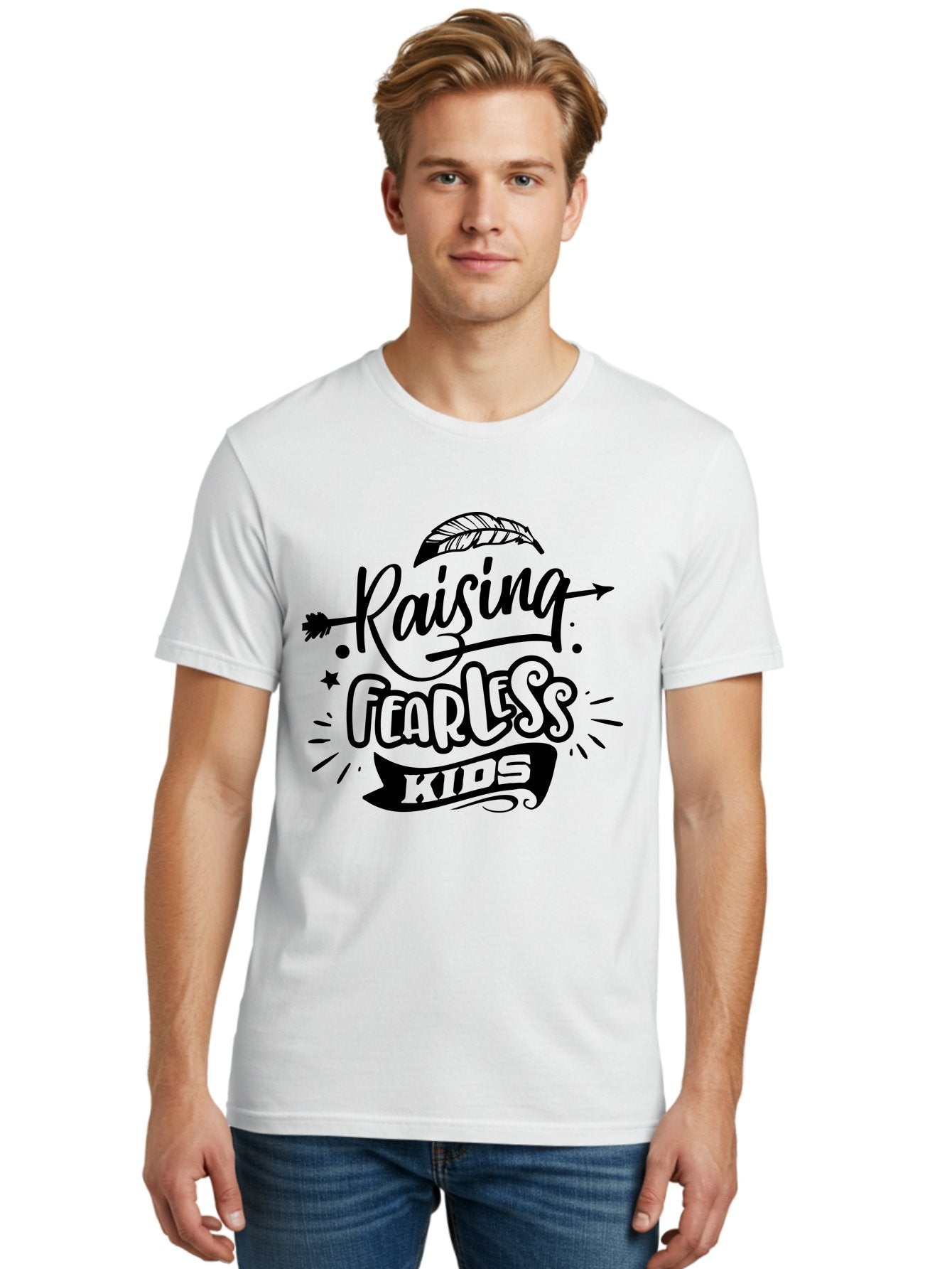 Raising Fearless Kids Men'S Graphic Tee, 100% Cotton, Comfortable Casual Summer Wear, Machine Washable, Raising Fearless Kids, Motivational Quotes, Inspirational Phrases, Parenting Tips, Confidence Boosters, Positive Affirmations, Aae608 22