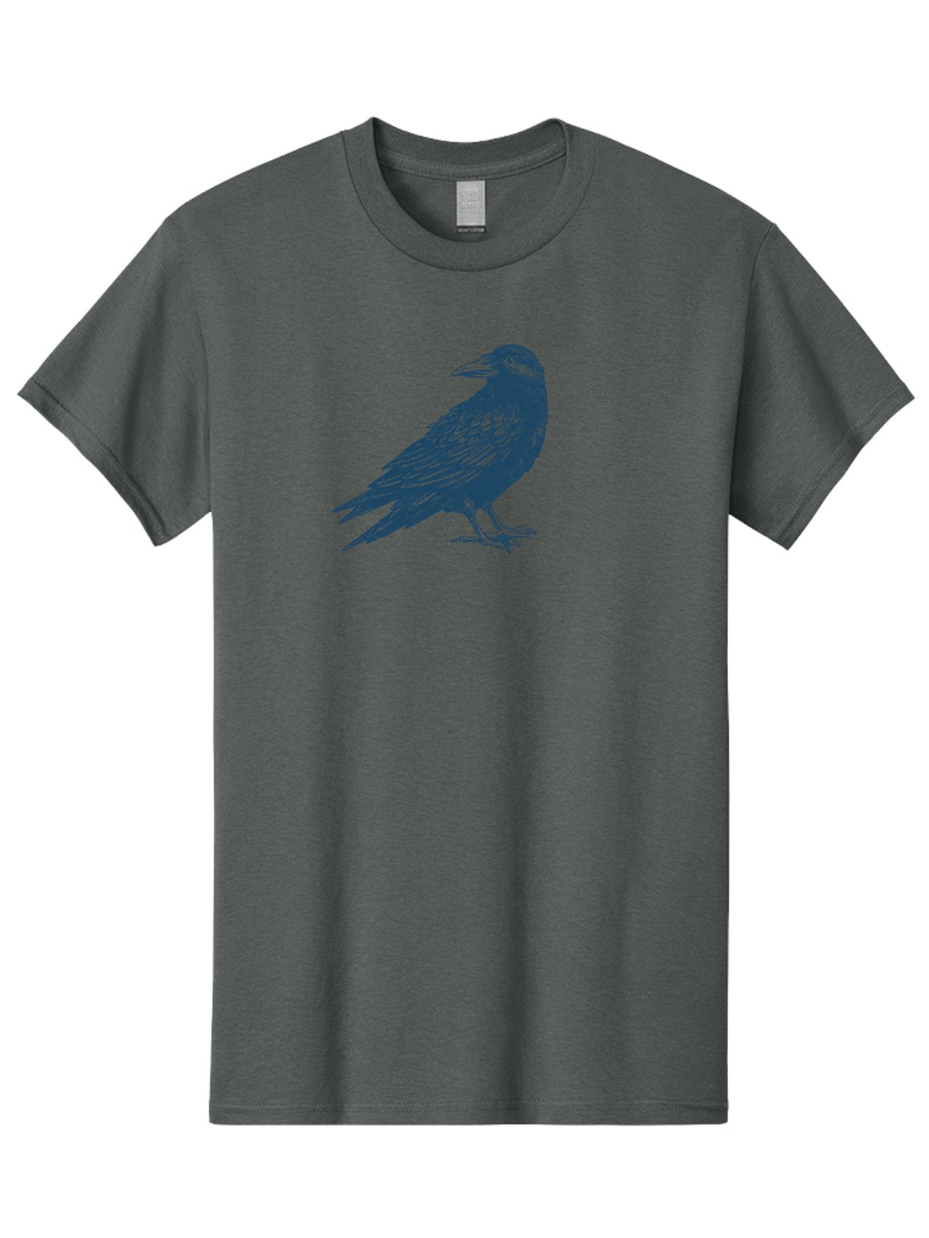 Raven Standing Men'S Graphic Tee, 100% Cotton, Comfortable Casual Summer Wear, Machine Washable, Raven Illustration, Dark Blue Crow, Mysterious Bird, Gothic Animal, Bird Silhouette, Wildlife Art, Symbolic Creature, Sharp Beak Aae609 3