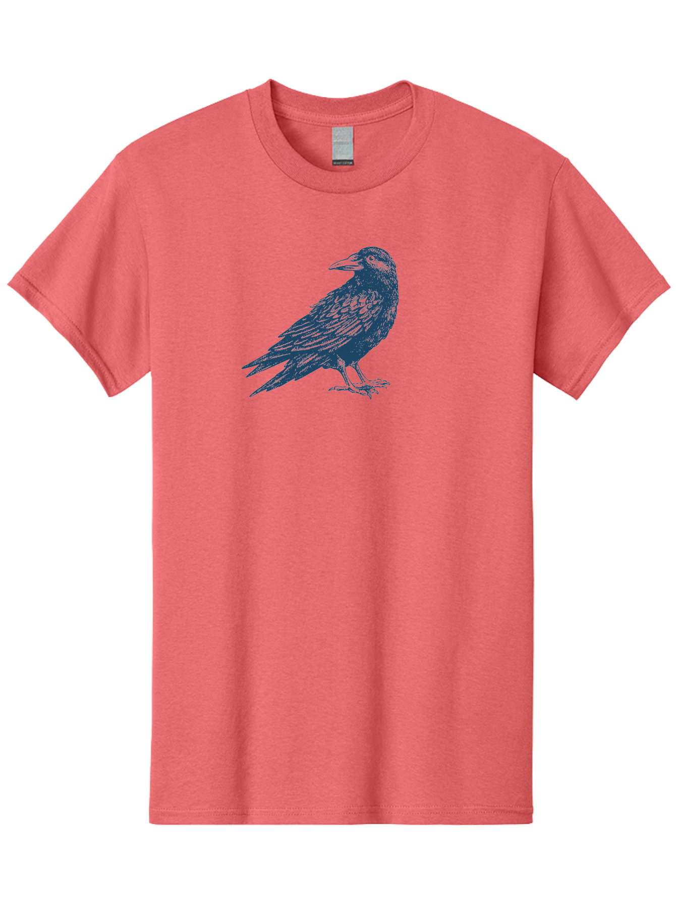Raven Standing Men'S Graphic Tee, 100% Cotton, Comfortable Casual Summer Wear, Machine Washable, Raven Illustration, Dark Blue Crow, Mysterious Bird, Gothic Animal, Bird Silhouette, Wildlife Art, Symbolic Creature, Sharp Beak Aae609 11