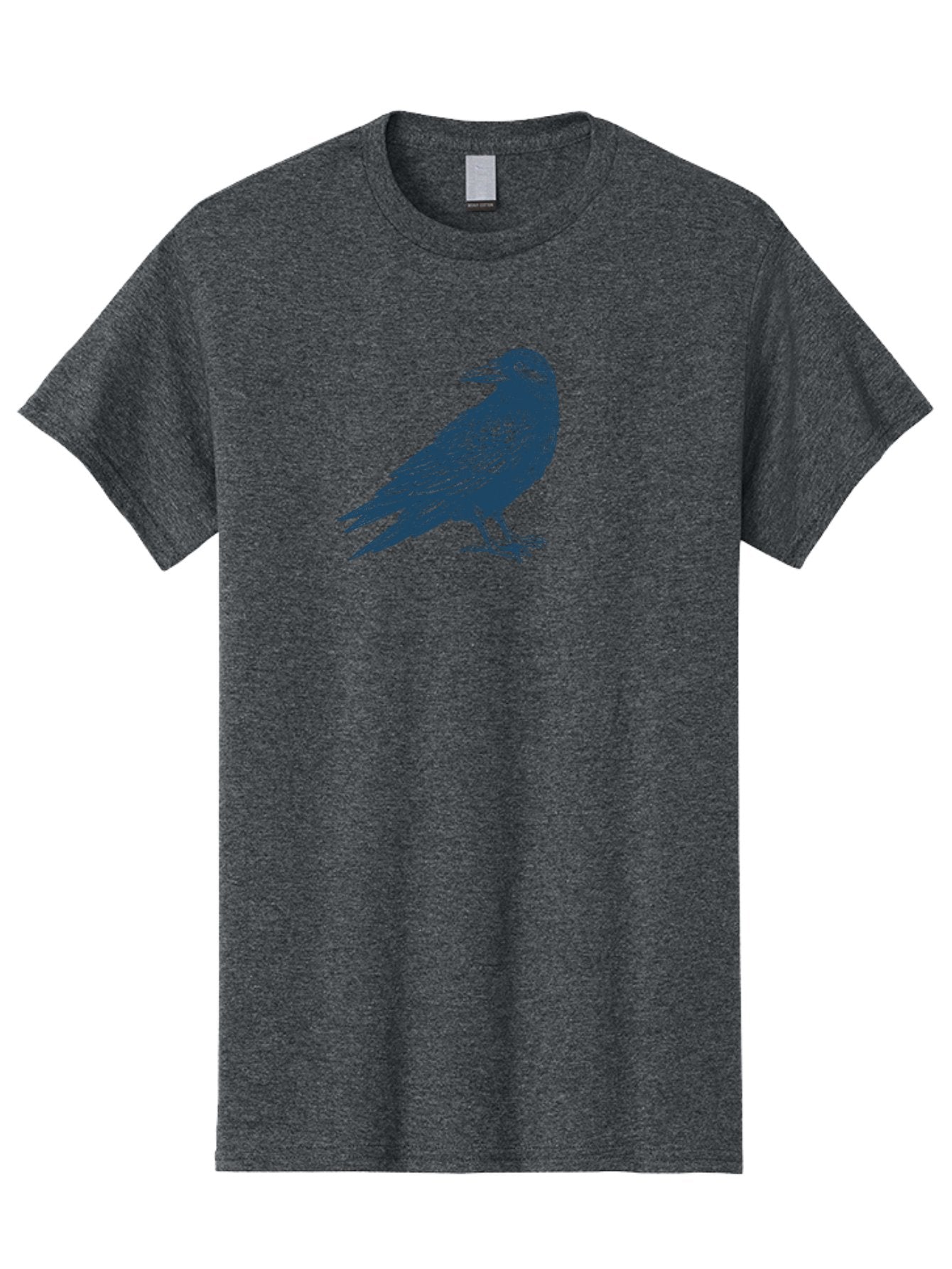 Raven Standing Men'S Graphic Tee, 100% Cotton, Comfortable Casual Summer Wear, Machine Washable, Raven Illustration, Dark Blue Crow, Mysterious Bird, Gothic Animal, Bird Silhouette, Wildlife Art, Symbolic Creature, Sharp Beak Aae609 7