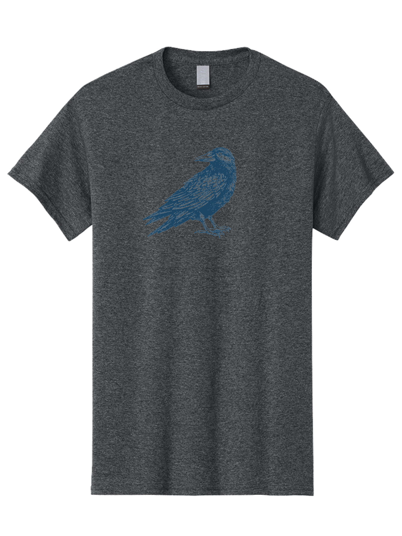 Raven Standing Men'S Graphic Tee, 100% Cotton, Comfortable Casual Summer Wear, Machine Washable, Raven Illustration, Dark Blue Crow, Mysterious Bird, Gothic Animal, Bird Silhouette, Wildlife Art, Symbolic Creature, Sharp Beak Aae609 3