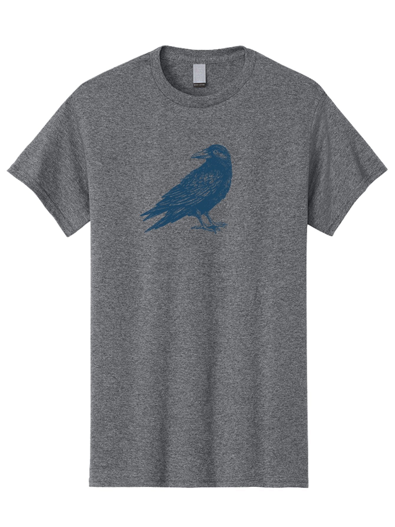 Raven Standing Men'S Graphic Tee, 100% Cotton, Comfortable Casual Summer Wear, Machine Washable, Raven Illustration, Dark Blue Crow, Mysterious Bird, Gothic Animal, Bird Silhouette, Wildlife Art, Symbolic Creature, Sharp Beak Aae609 14