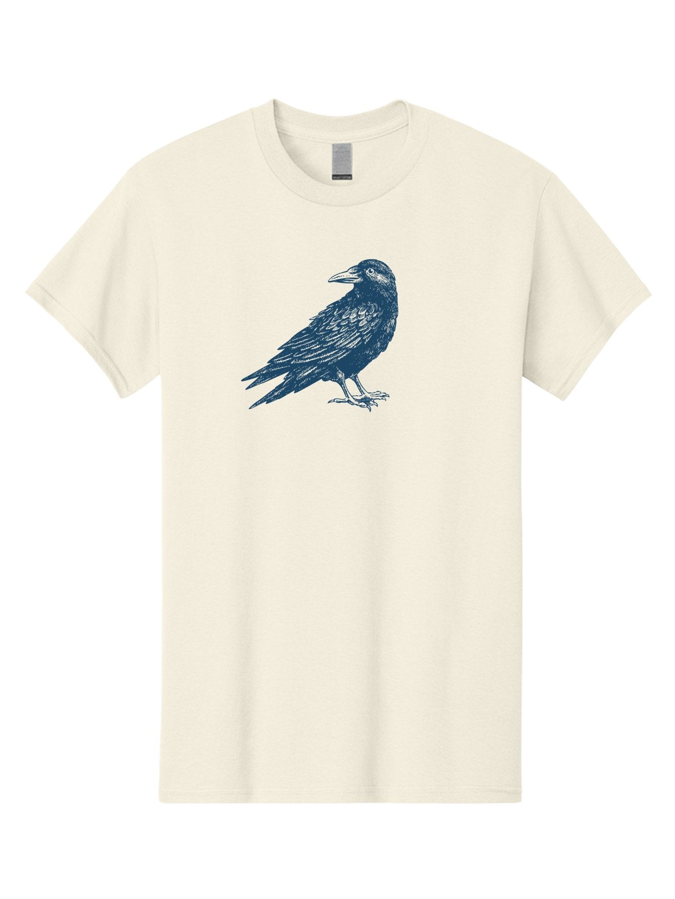 Raven Standing Men'S Graphic Tee, 100% Cotton, Comfortable Casual Summer Wear, Machine Washable, Raven Illustration, Dark Blue Crow, Mysterious Bird, Gothic Animal, Bird Silhouette, Wildlife Art, Symbolic Creature, Sharp Beak Aae609 5