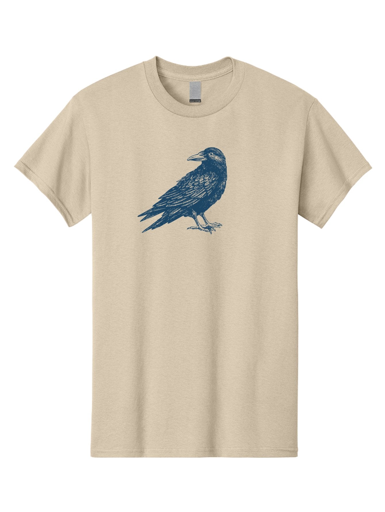 Raven Standing Men'S Graphic Tee, 100% Cotton, Comfortable Casual Summer Wear, Machine Washable, Raven Illustration, Dark Blue Crow, Mysterious Bird, Gothic Animal, Bird Silhouette, Wildlife Art, Symbolic Creature, Sharp Beak Aae609 10
