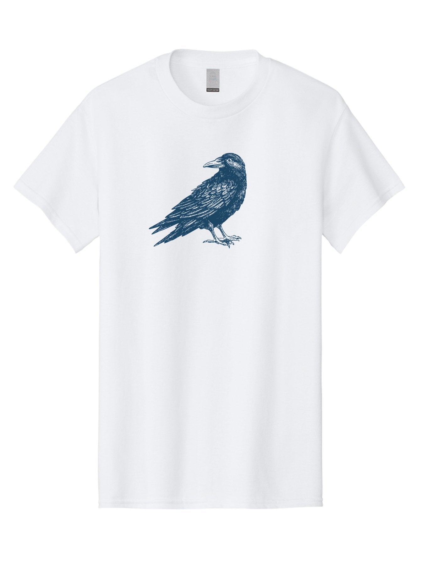 Raven Standing Men'S Graphic Tee, 100% Cotton, Comfortable Casual Summer Wear, Machine Washable, Raven Illustration, Dark Blue Crow, Mysterious Bird, Gothic Animal, Bird Silhouette, Wildlife Art, Symbolic Creature, Sharp Beak Aae609 11