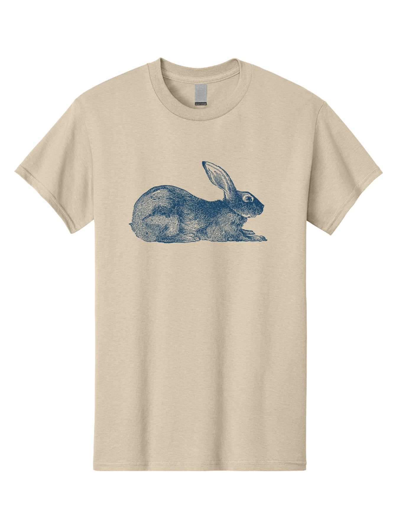 Resting Rabbit Men'S Graphic Tee, 100% Cotton, Comfortable Casual Summer Wear, Machine Washable, Rabbit Illustration, Detailed Drawing, Furry Texture, Long Ears, Relaxing Pose, Wildlife Art, Cute Animal, Sketch Style Aae610 4