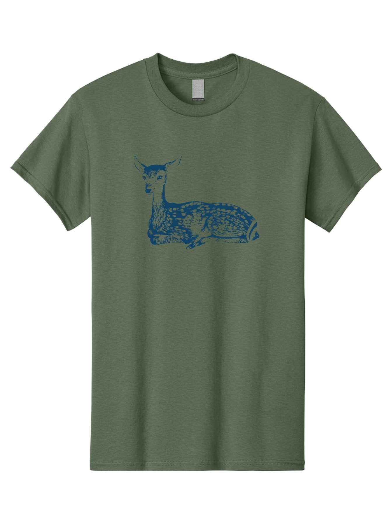 Resting Wild Bambi Men'S Graphic Tee, 100% Cotton, Comfortable Casual Summer Wear, Machine Washable, Deer Resting, Spotted Fur, Serene Wildlife, Natural Habitat, Gentle Creature, Forest Animal, Calm Demeanor, Artistic Illustration, Aae611 5
