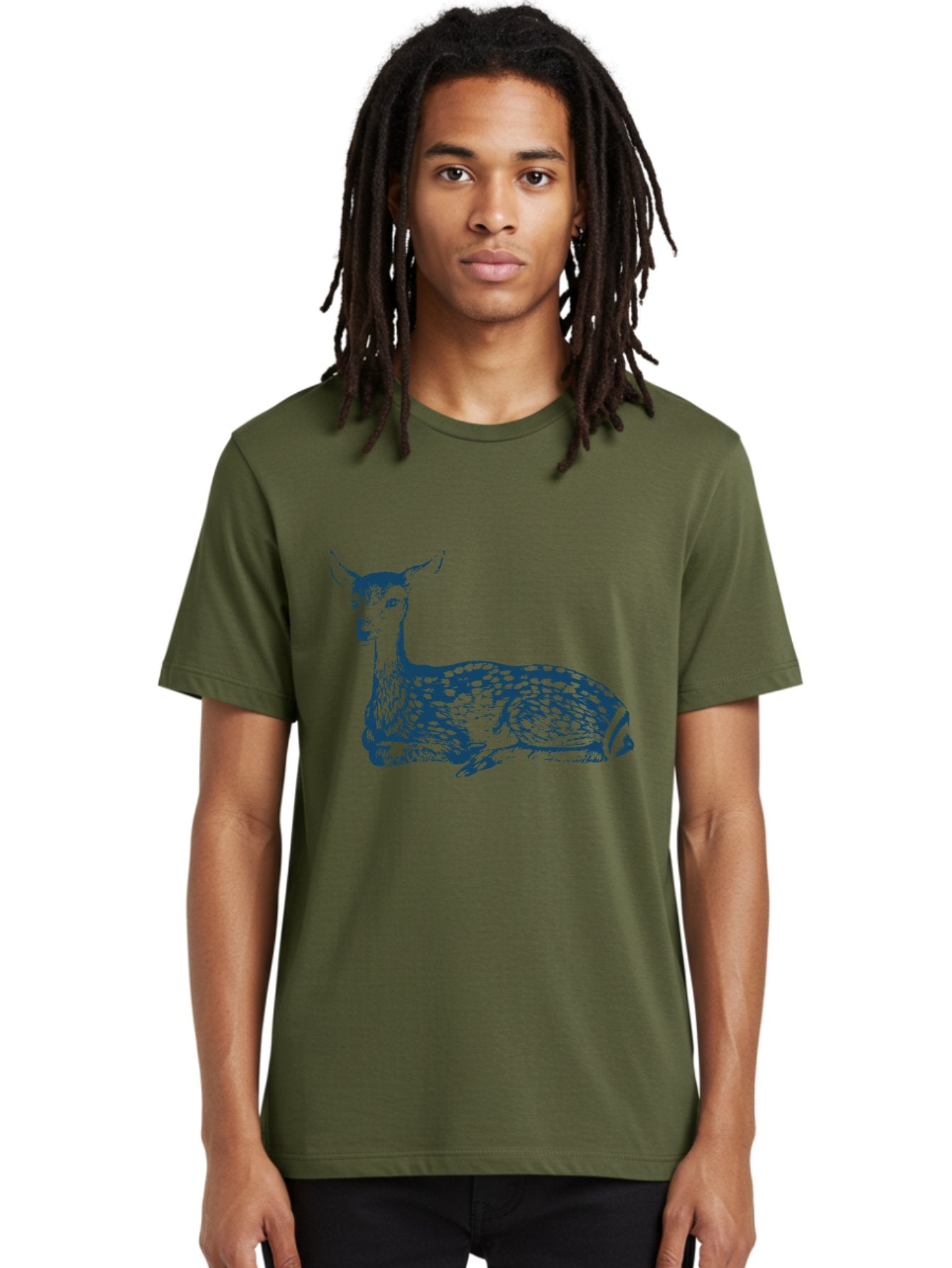 Resting Wild Bambi Men'S Graphic Tee, 100% Cotton, Comfortable Casual Summer Wear, Machine Washable, Deer Resting, Spotted Fur, Serene Wildlife, Natural Habitat, Gentle Creature, Forest Animal, Calm Demeanor, Artistic Illustration, Aae611 23
