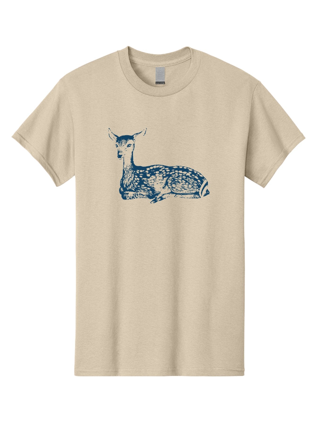 Resting Wild Bambi Men'S Graphic Tee, 100% Cotton, Comfortable Casual Summer Wear, Machine Washable, Deer Resting, Spotted Fur, Serene Wildlife, Natural Habitat, Gentle Creature, Forest Animal, Calm Demeanor, Artistic Illustration, Aae611