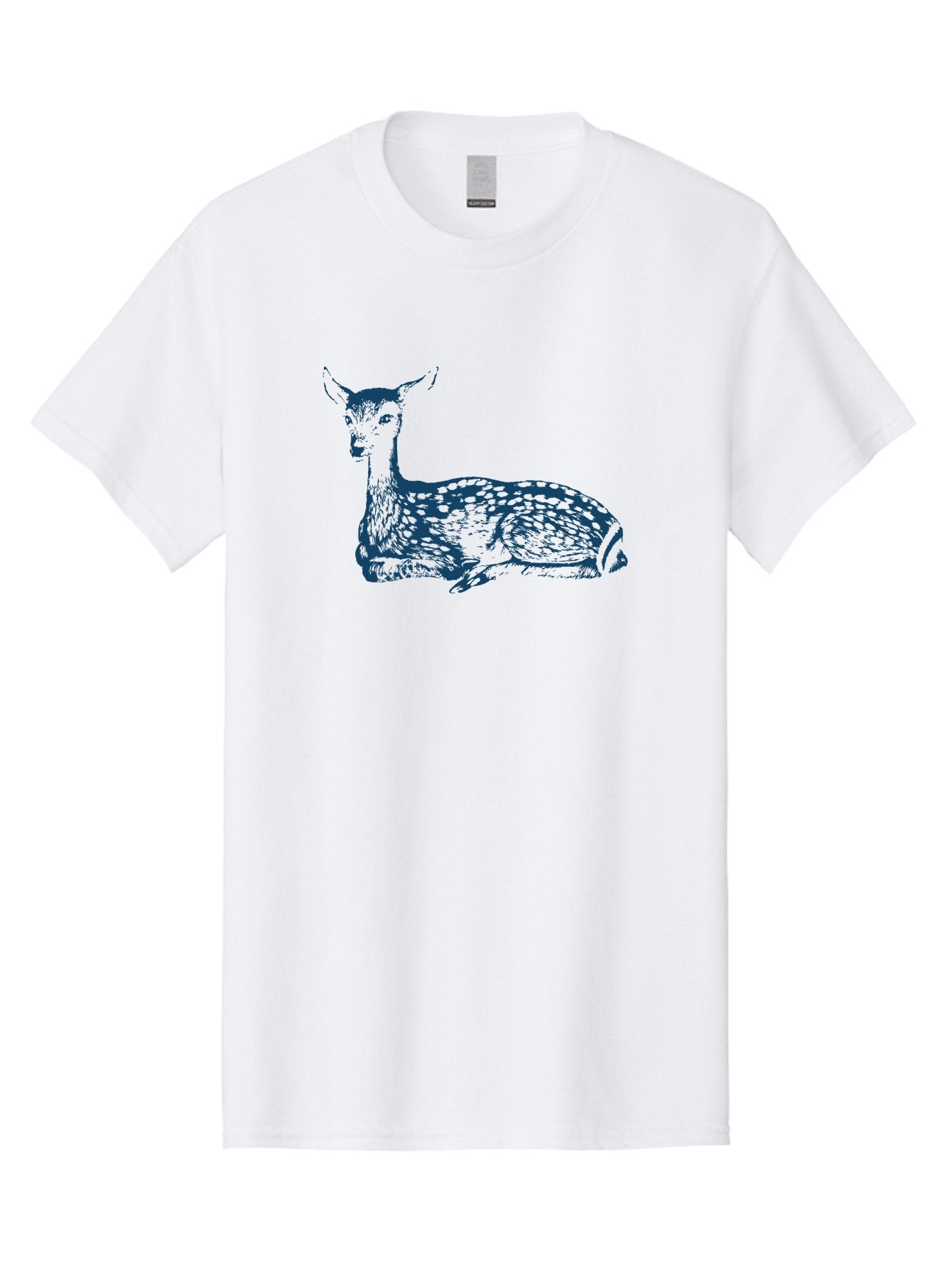 Resting Wild Bambi Men'S Graphic Tee, 100% Cotton, Comfortable Casual Summer Wear, Machine Washable, Deer Resting, Spotted Fur, Serene Wildlife, Natural Habitat, Gentle Creature, Forest Animal, Calm Demeanor, Artistic Illustration, Aae611