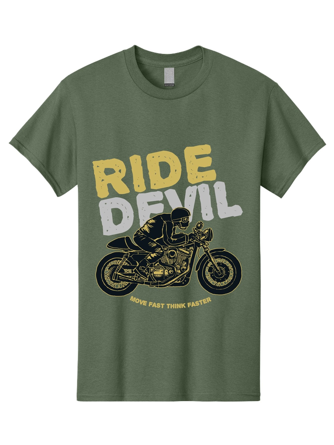 Ride Devil Men'S Graphic Tee, 100% Cotton, Comfortable Casual Summer Wear, Machine Washable, Motorcycle Rider, Devil May Care, Speed Demon, Fast Bike, Riding Gear, Motorcycle Culture, Biker Apparel, Ride Devil, Move Fast Think Faster Aae615 9