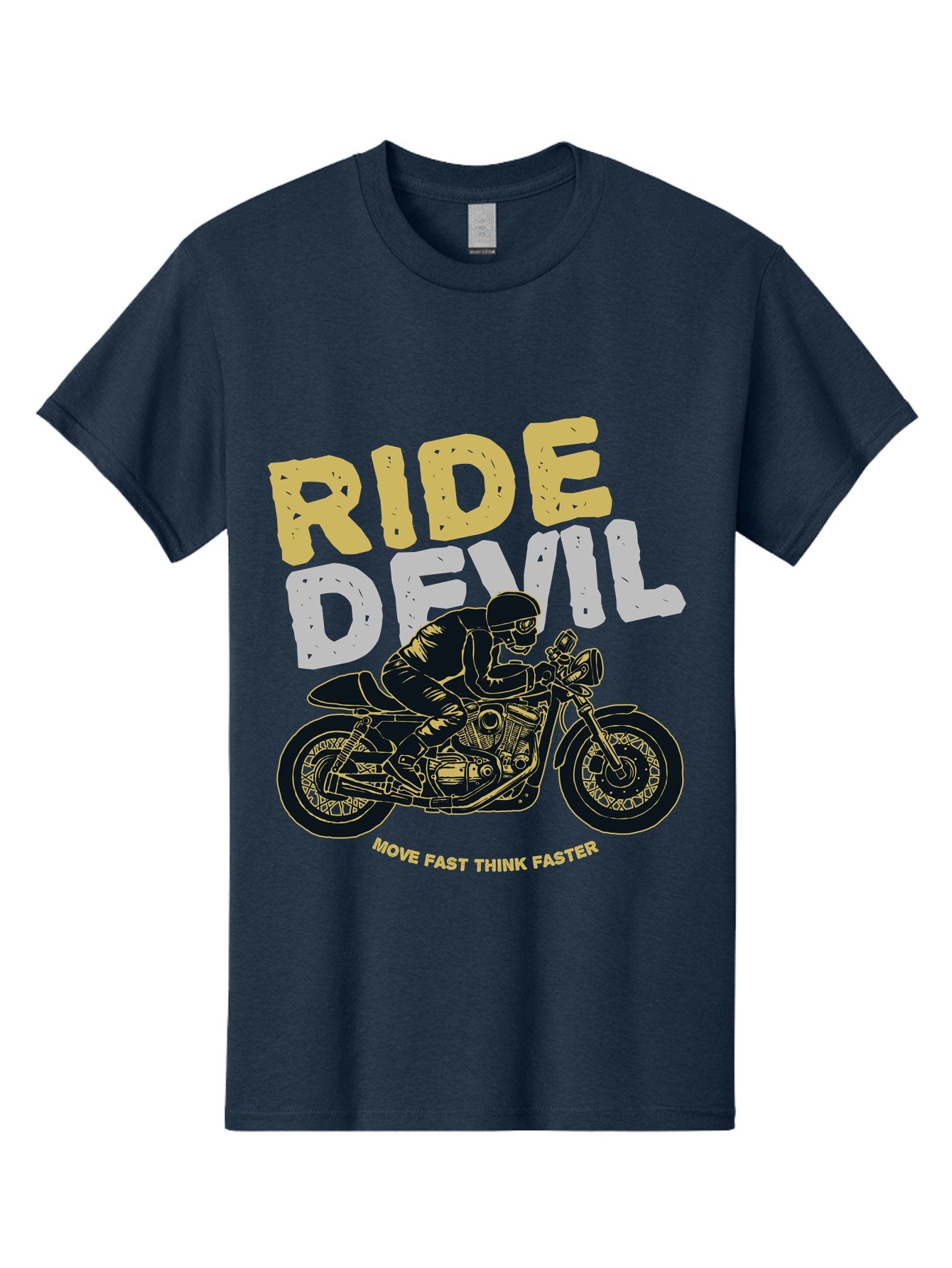 Ride Devil Men'S Graphic Tee, 100% Cotton, Comfortable Casual Summer Wear, Machine Washable, Motorcycle Rider, Devil May Care, Speed Demon, Fast Bike, Riding Gear, Motorcycle Culture, Biker Apparel, Ride Devil, Move Fast Think Faster Aae615 11