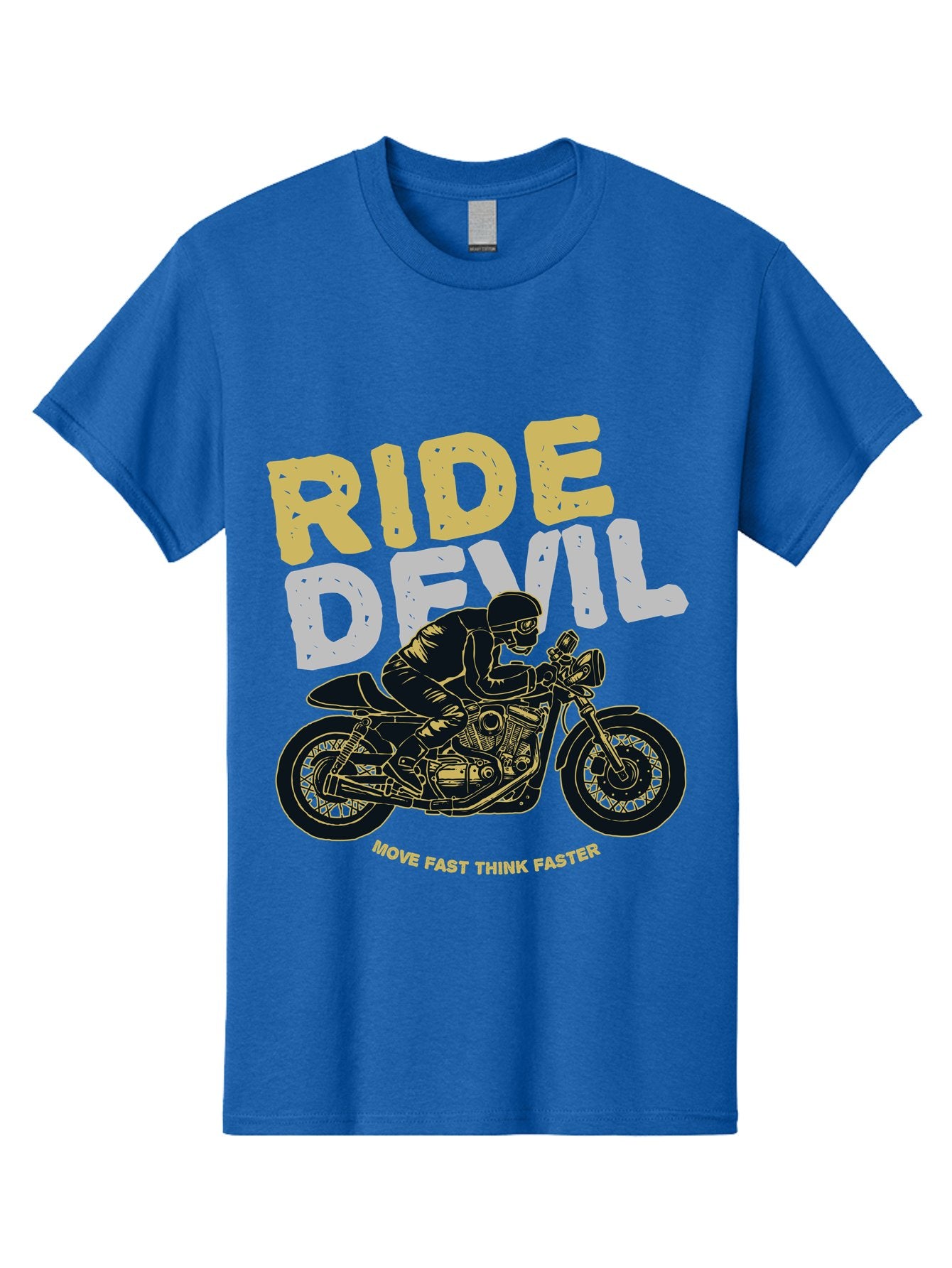 Ride Devil Men'S Graphic Tee, 100% Cotton, Comfortable Casual Summer Wear, Machine Washable, Motorcycle Rider, Devil May Care, Speed Demon, Fast Bike, Riding Gear, Motorcycle Culture, Biker Apparel, Ride Devil, Move Fast Think Faster Aae615 7