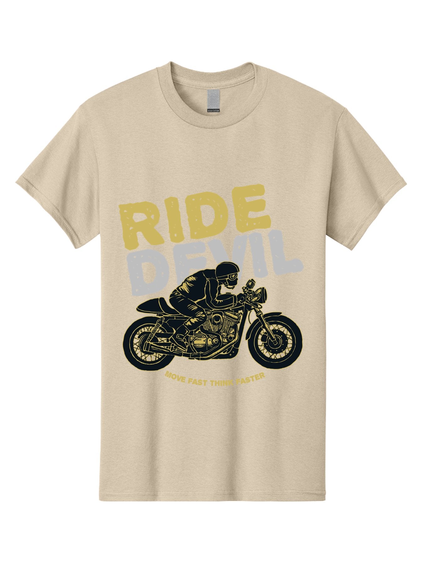 Ride Devil Men'S Graphic Tee, 100% Cotton, Comfortable Casual Summer Wear, Machine Washable, Motorcycle Rider, Devil May Care, Speed Demon, Fast Bike, Riding Gear, Motorcycle Culture, Biker Apparel, Ride Devil, Move Fast Think Faster Aae615 10