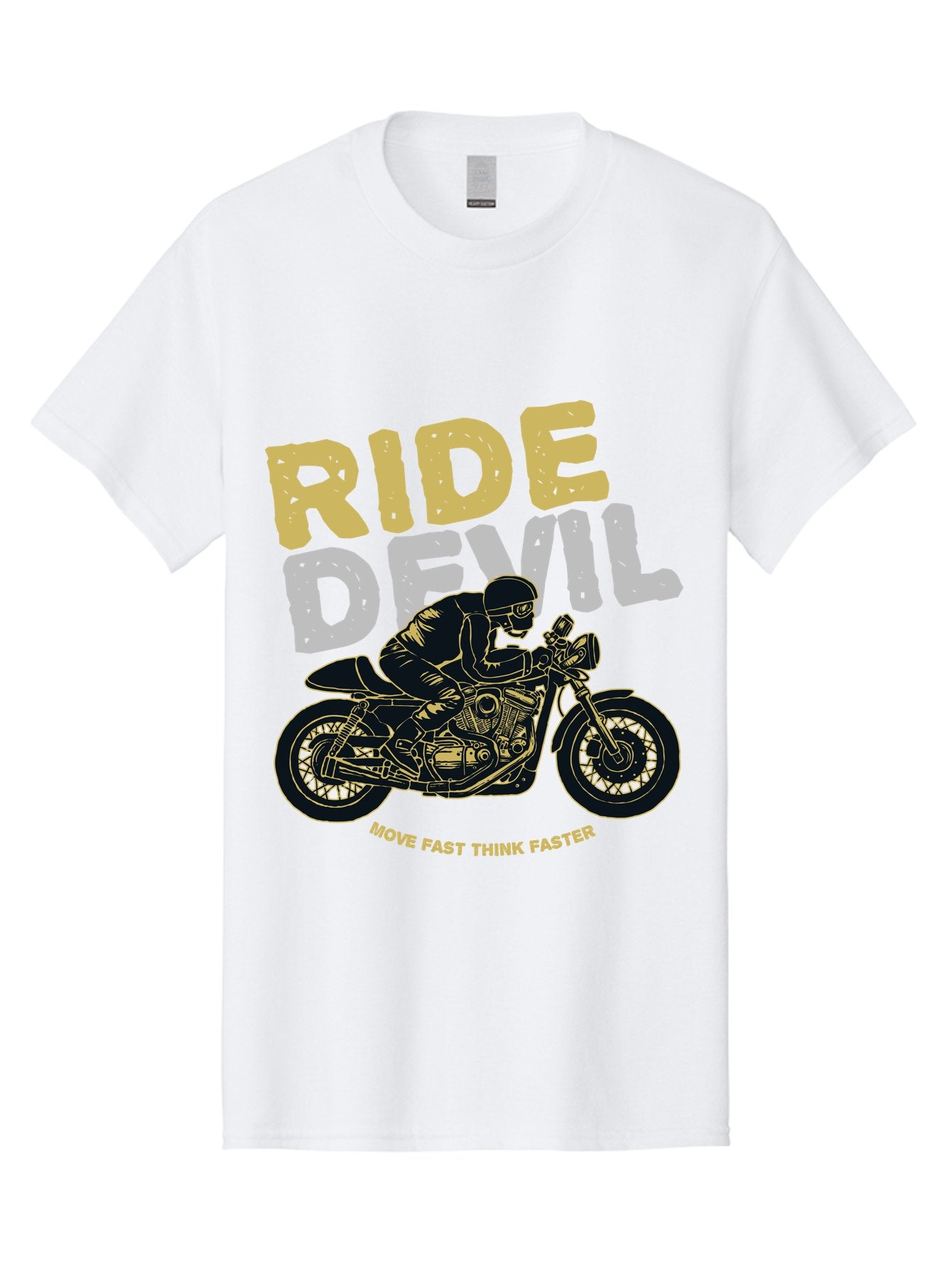 Ride Devil Men'S Graphic Tee, 100% Cotton, Comfortable Casual Summer Wear, Machine Washable, Motorcycle Rider, Devil May Care, Speed Demon, Fast Bike, Riding Gear, Motorcycle Culture, Biker Apparel, Ride Devil, Move Fast Think Faster Aae615 6
