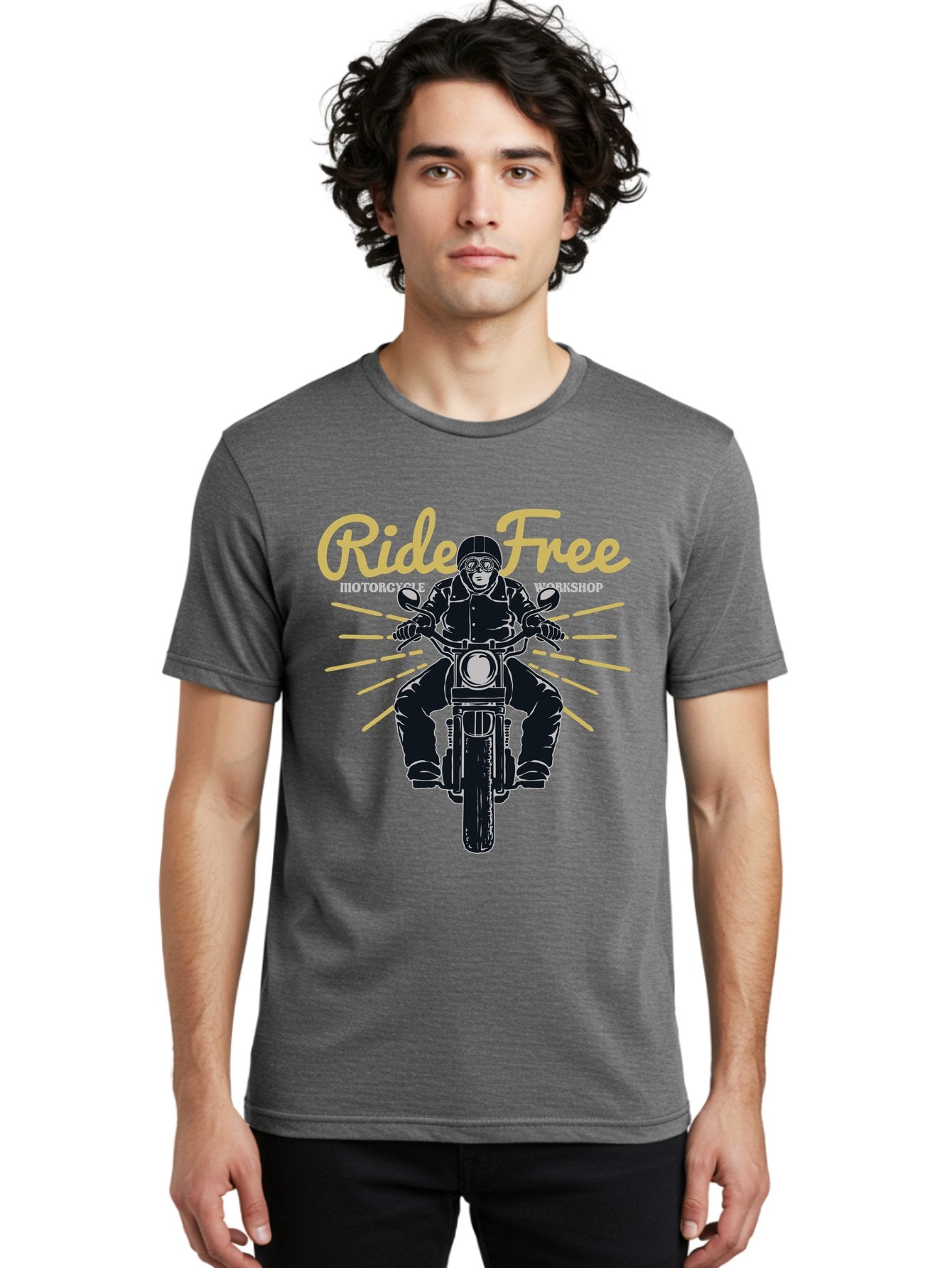Ride Free Men'S Graphic Tee, 100% Cotton, Comfortable Casual Summer Wear, Machine Washable, Motorcycle Rider, Ride Free, Biker Culture, Motorbike Workshop, Freedom, Adventure, Motorcycling Lifestyle, Motorcycle Enthusiasts Aae616 18