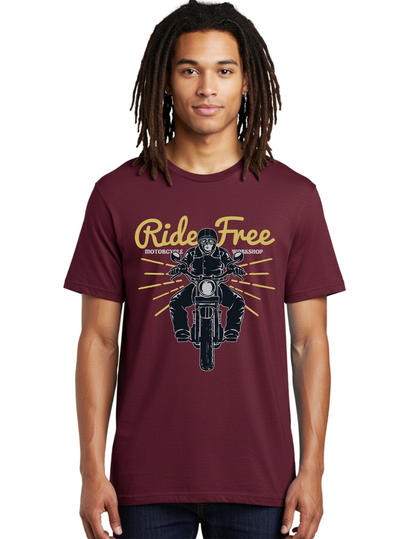 Ride Free Men'S Graphic Tee, 100% Cotton, Comfortable Casual Summer Wear, Machine Washable, Motorcycle Rider, Ride Free, Biker Culture, Motorbike Workshop, Freedom, Adventure, Motorcycling Lifestyle, Motorcycle Enthusiasts Aae616 27