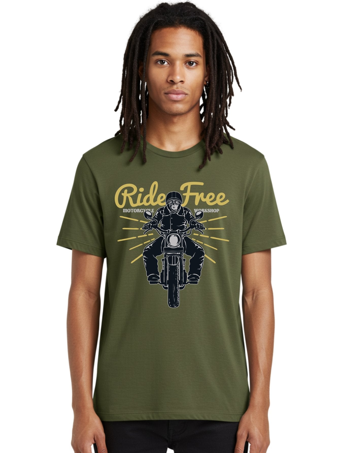 Ride Free Men'S Graphic Tee, 100% Cotton, Comfortable Casual Summer Wear, Machine Washable, Motorcycle Rider, Ride Free, Biker Culture, Motorbike Workshop, Freedom, Adventure, Motorcycling Lifestyle, Motorcycle Enthusiasts Aae616 24