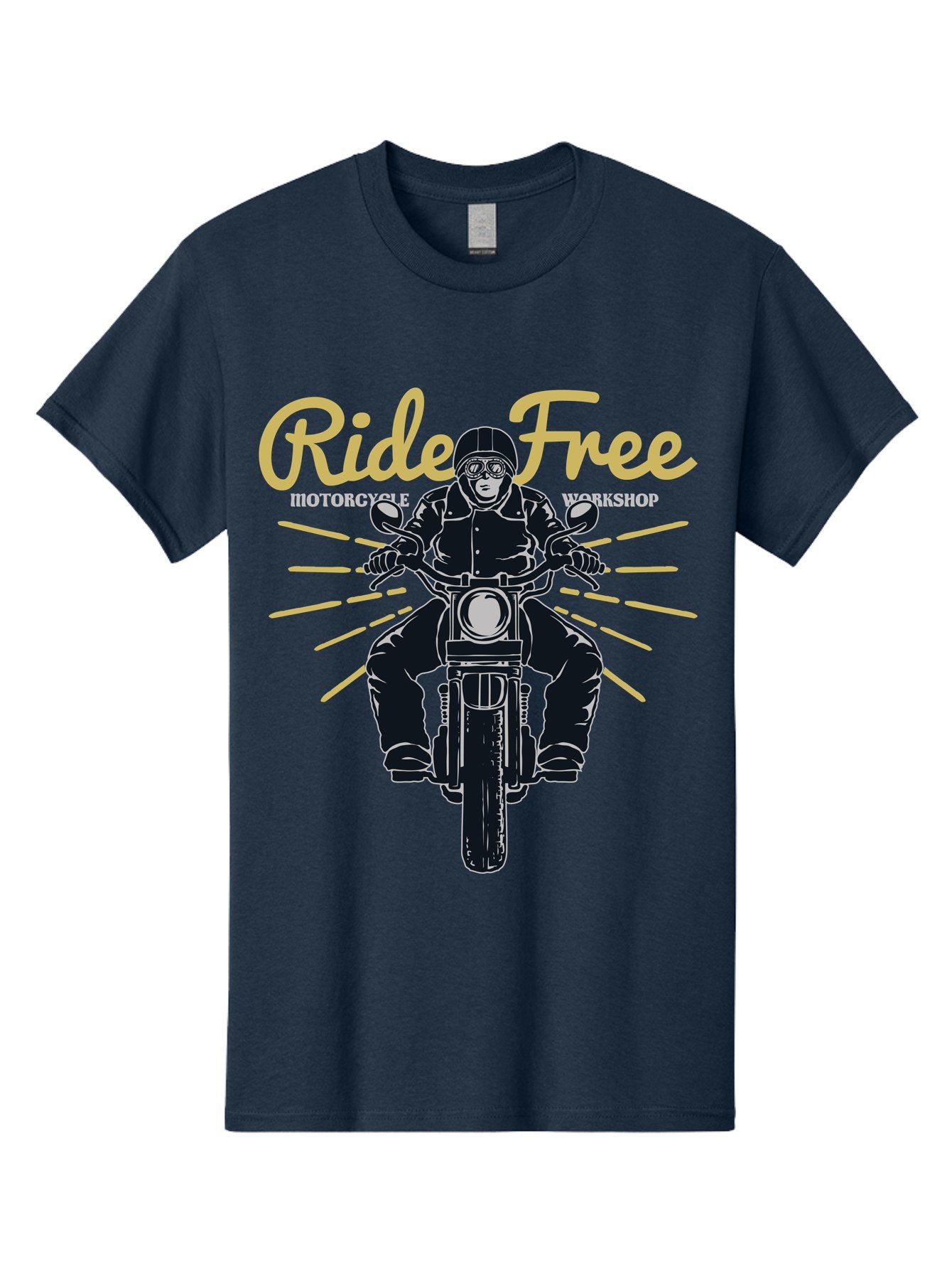Ride Free Men'S Graphic Tee, 100% Cotton, Comfortable Casual Summer Wear, Machine Washable, Motorcycle Rider, Ride Free, Biker Culture, Motorbike Workshop, Freedom, Adventure, Motorcycling Lifestyle, Motorcycle Enthusiasts Aae616