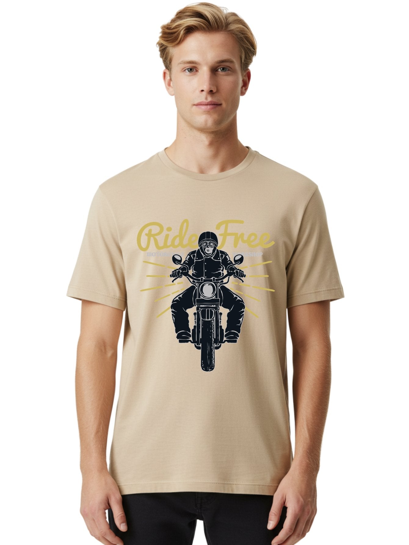 Ride Free Men'S Graphic Tee, 100% Cotton, Comfortable Casual Summer Wear, Machine Washable, Motorcycle Rider, Ride Free, Biker Culture, Motorbike Workshop, Freedom, Adventure, Motorcycling Lifestyle, Motorcycle Enthusiasts Aae616 16
