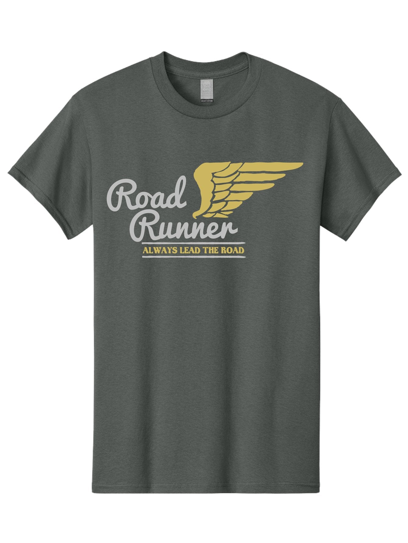 Road Runner Men'S Graphic Tee, 100% Cotton, Comfortable Casual Summer Wear, Machine Washable, Runner Logo, Wing Design, Road Runner, Always Lead The Road, Fitness Motivation, Running Inspiration, Speed, Wings, Road Runner Theme Aae617 12