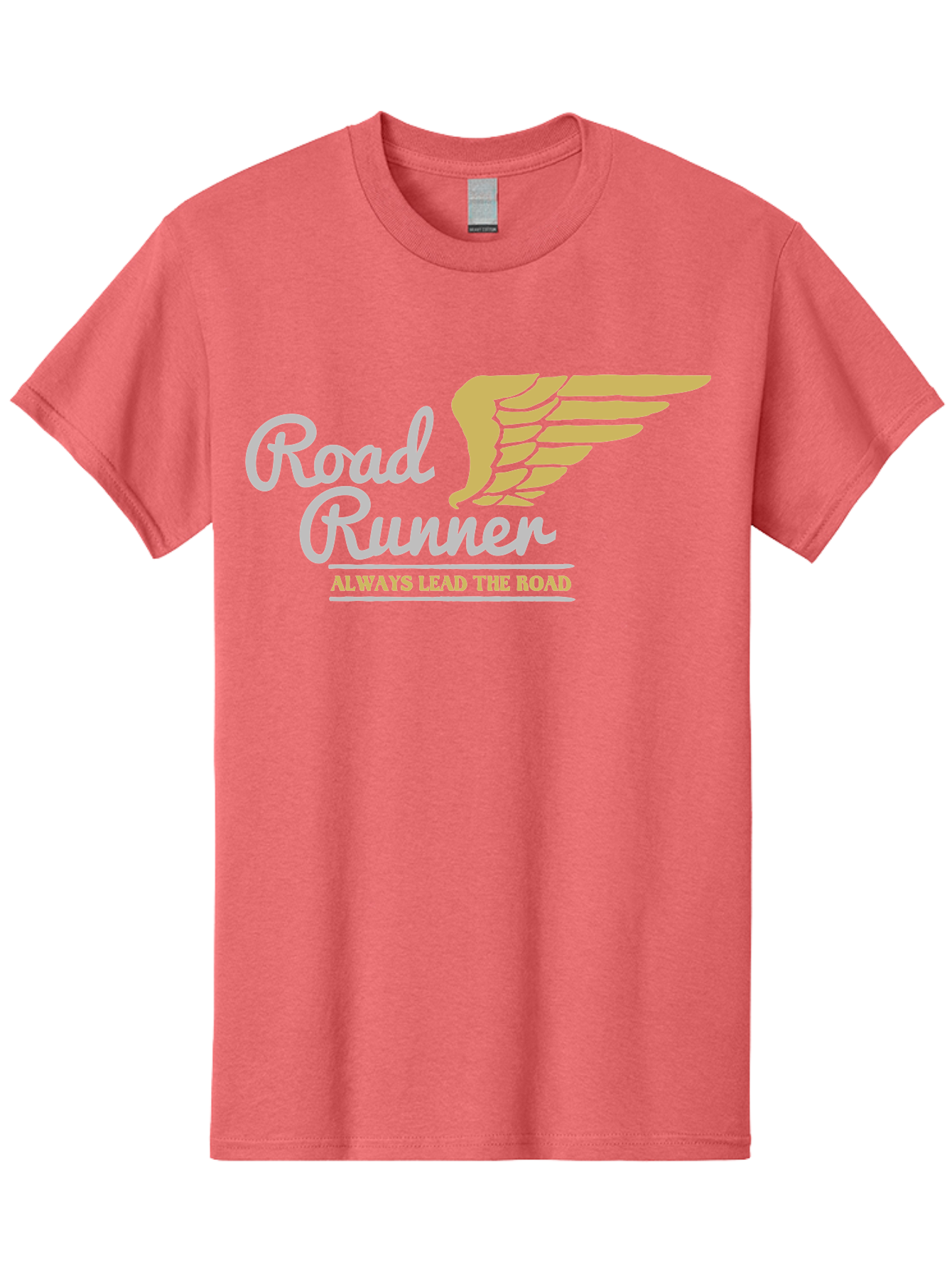 Road Runner Men'S Graphic Tee, 100% Cotton, Comfortable Casual Summer Wear, Machine Washable, Runner Logo, Wing Design, Road Runner, Always Lead The Road, Fitness Motivation, Running Inspiration, Speed, Wings, Road Runner Theme Aae617 17