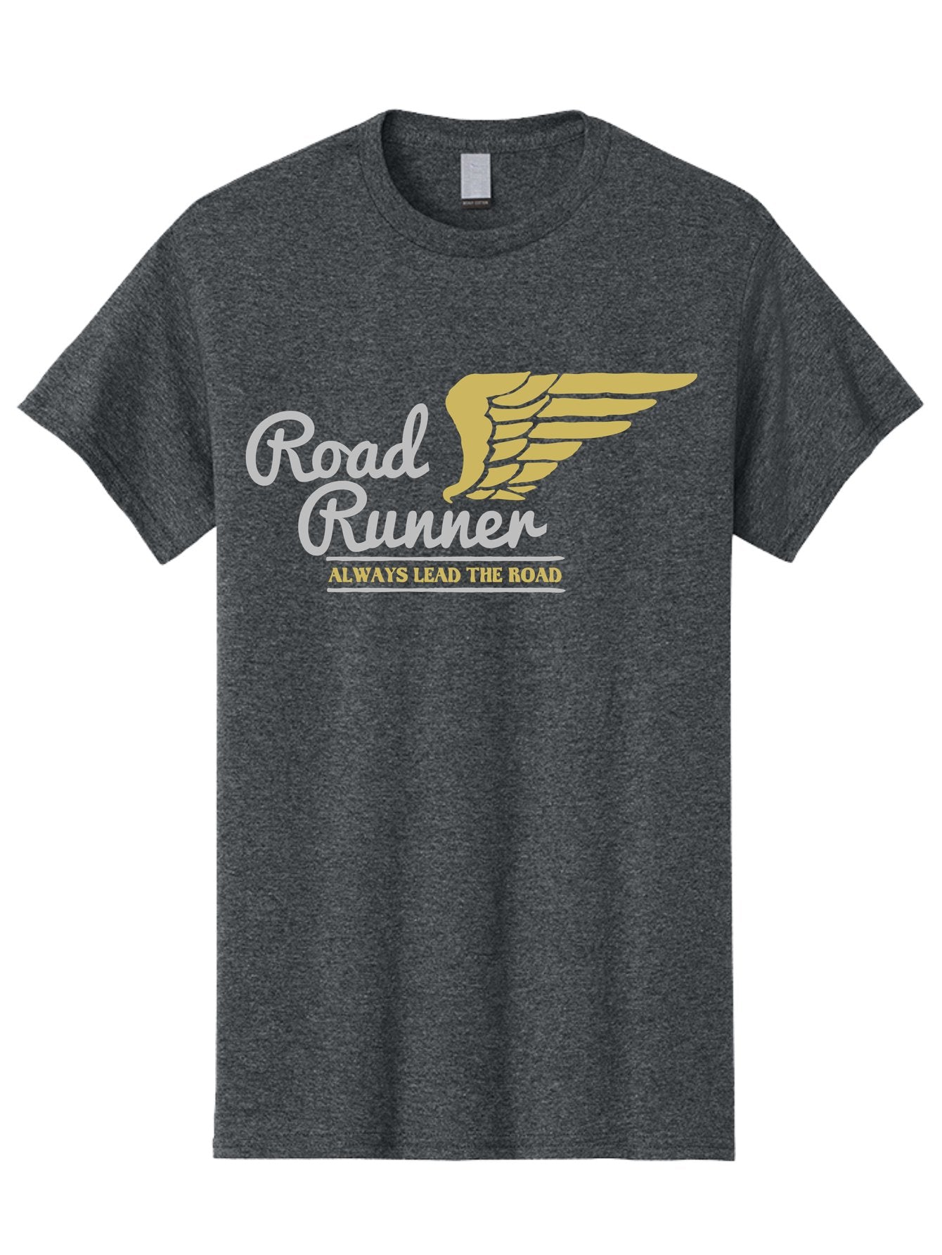 Road Runner Men'S Graphic Tee, 100% Cotton, Comfortable Casual Summer Wear, Machine Washable, Runner Logo, Wing Design, Road Runner, Always Lead The Road, Fitness Motivation, Running Inspiration, Speed, Wings, Road Runner Theme Aae617