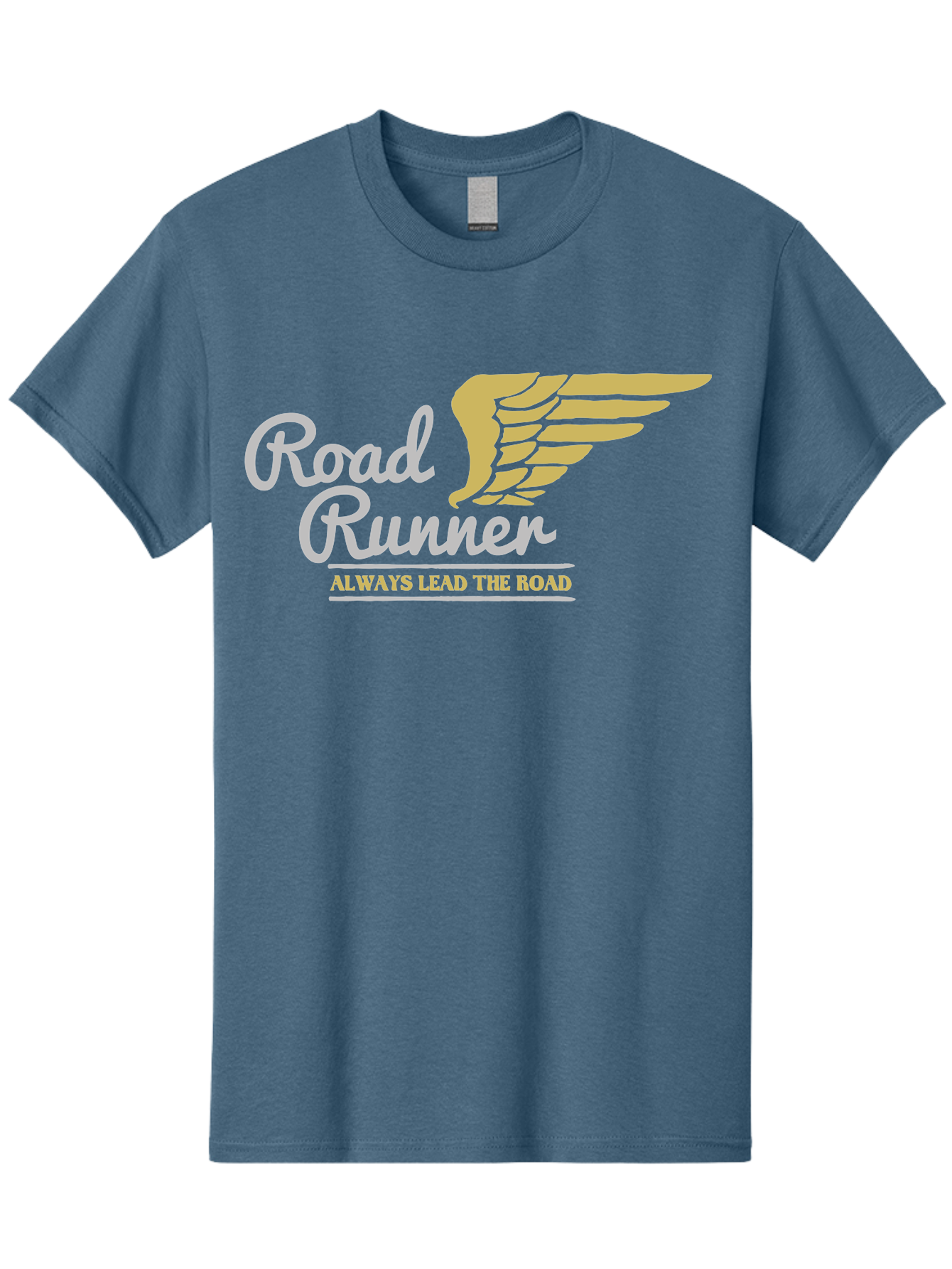 Road Runner Men'S Graphic Tee, 100% Cotton, Comfortable Casual Summer Wear, Machine Washable, Runner Logo, Wing Design, Road Runner, Always Lead The Road, Fitness Motivation, Running Inspiration, Speed, Wings, Road Runner Theme Aae617 27