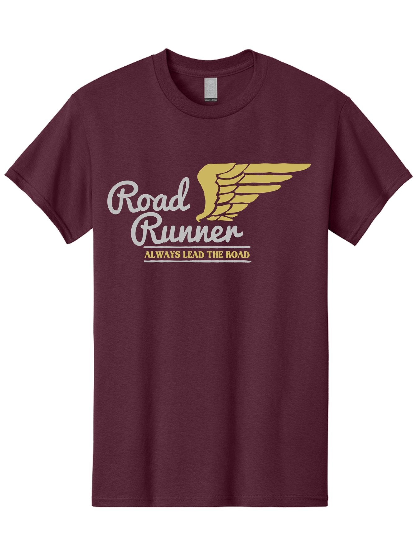 Road Runner Men'S Graphic Tee, 100% Cotton, Comfortable Casual Summer Wear, Machine Washable, Runner Logo, Wing Design, Road Runner, Always Lead The Road, Fitness Motivation, Running Inspiration, Speed, Wings, Road Runner Theme Aae617 11