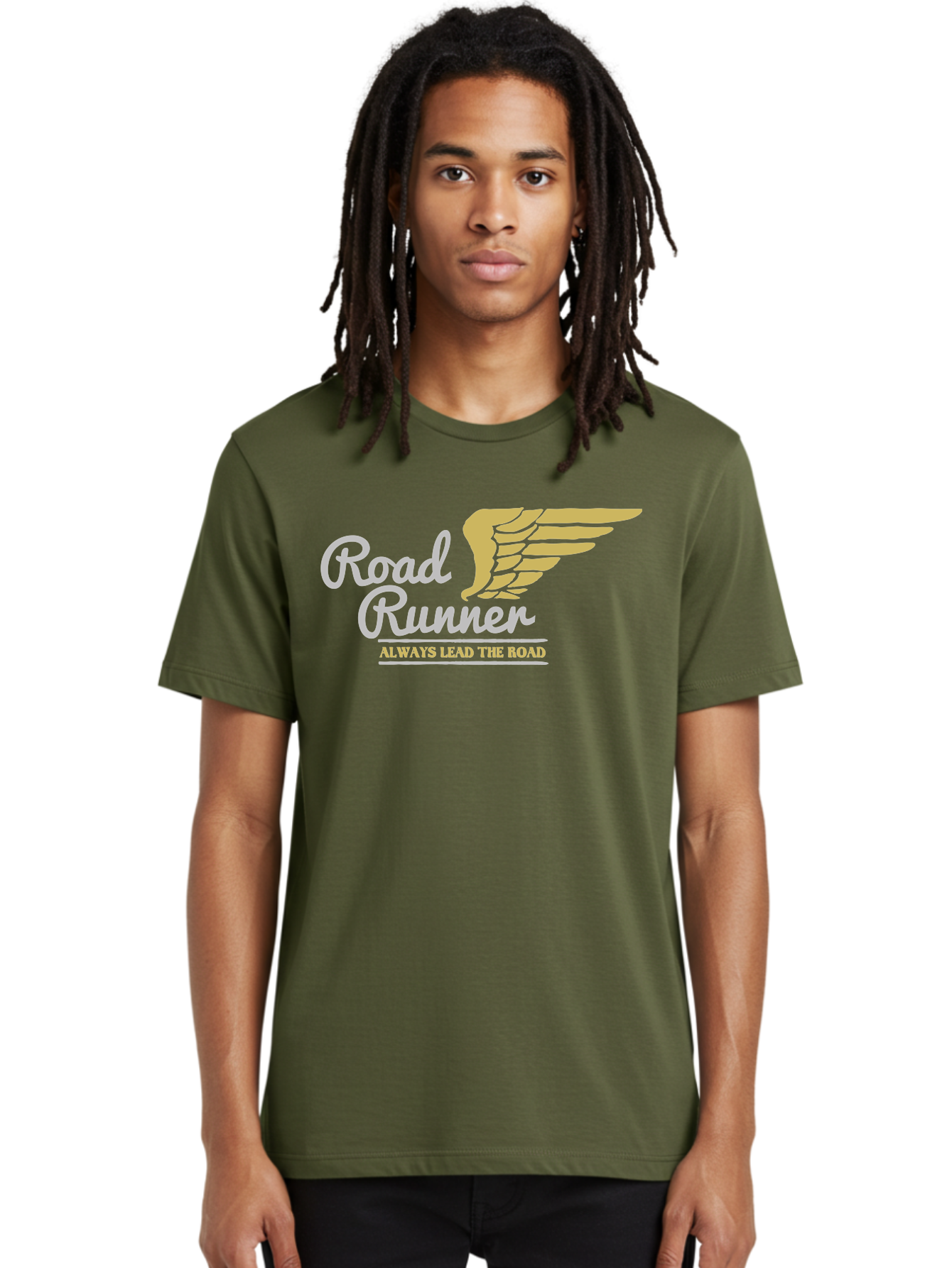 Road Runner Men'S Graphic Tee, 100% Cotton, Comfortable Casual Summer Wear, Machine Washable, Runner Logo, Wing Design, Road Runner, Always Lead The Road, Fitness Motivation, Running Inspiration, Speed, Wings, Road Runner Theme Aae617 20