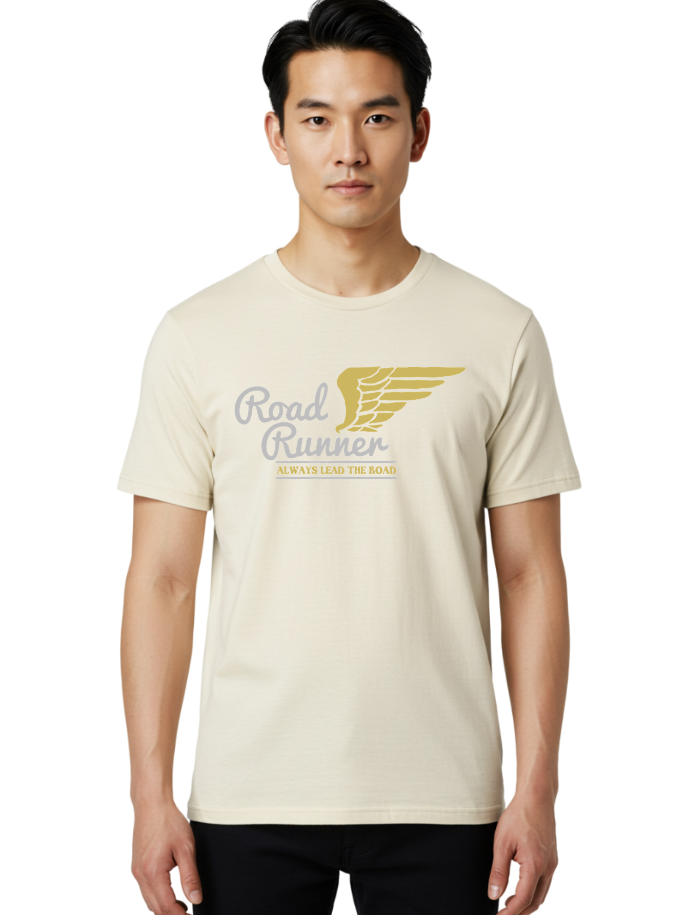 Road Runner Men'S Graphic Tee, 100% Cotton, Comfortable Casual Summer Wear, Machine Washable, Runner Logo, Wing Design, Road Runner, Always Lead The Road, Fitness Motivation, Running Inspiration, Speed, Wings, Road Runner Theme Aae617 6