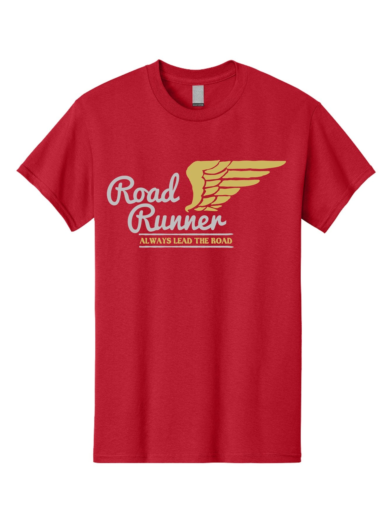 Road Runner Men'S Graphic Tee, 100% Cotton, Comfortable Casual Summer Wear, Machine Washable, Runner Logo, Wing Design, Road Runner, Always Lead The Road, Fitness Motivation, Running Inspiration, Speed, Wings, Road Runner Theme Aae617 15