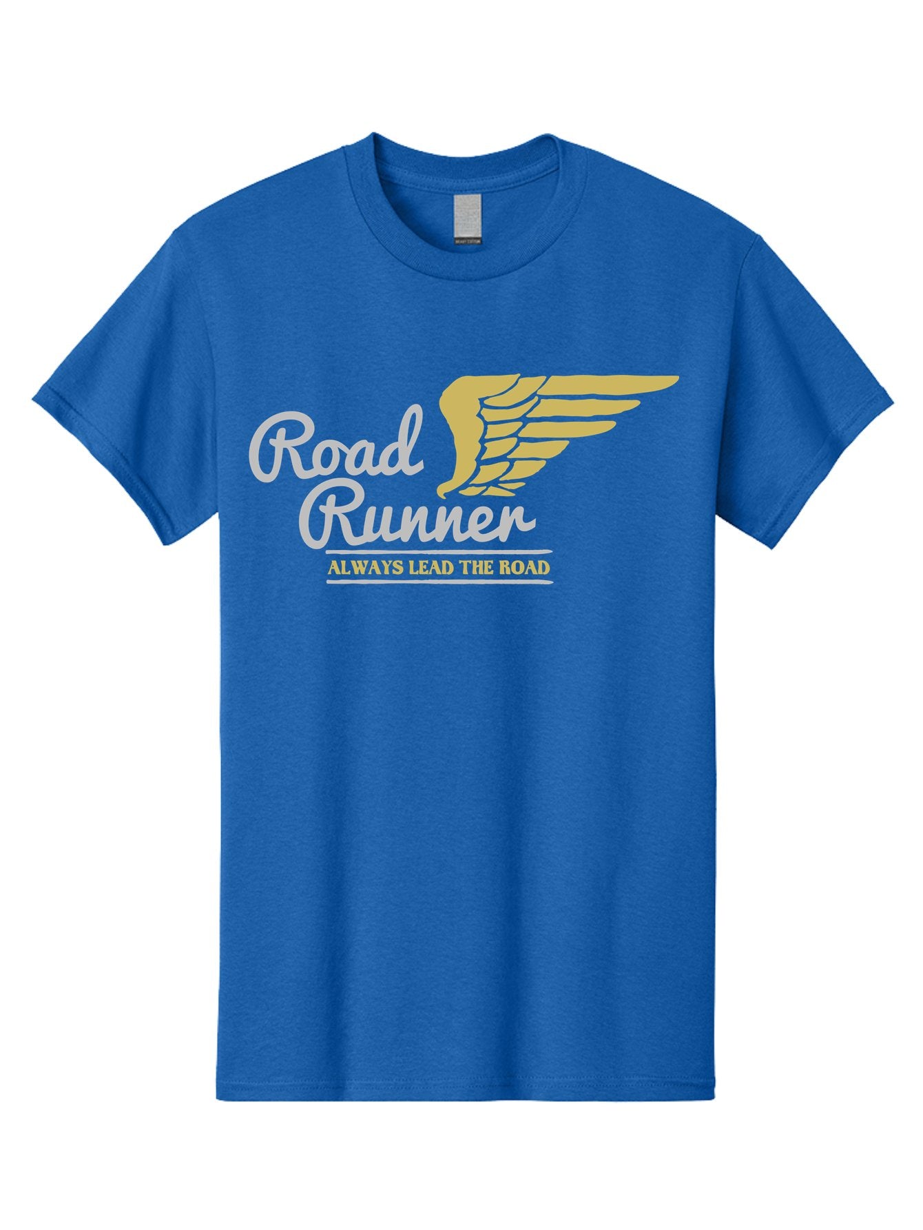 Road Runner Men'S Graphic Tee, 100% Cotton, Comfortable Casual Summer Wear, Machine Washable, Runner Logo, Wing Design, Road Runner, Always Lead The Road, Fitness Motivation, Running Inspiration, Speed, Wings, Road Runner Theme Aae617