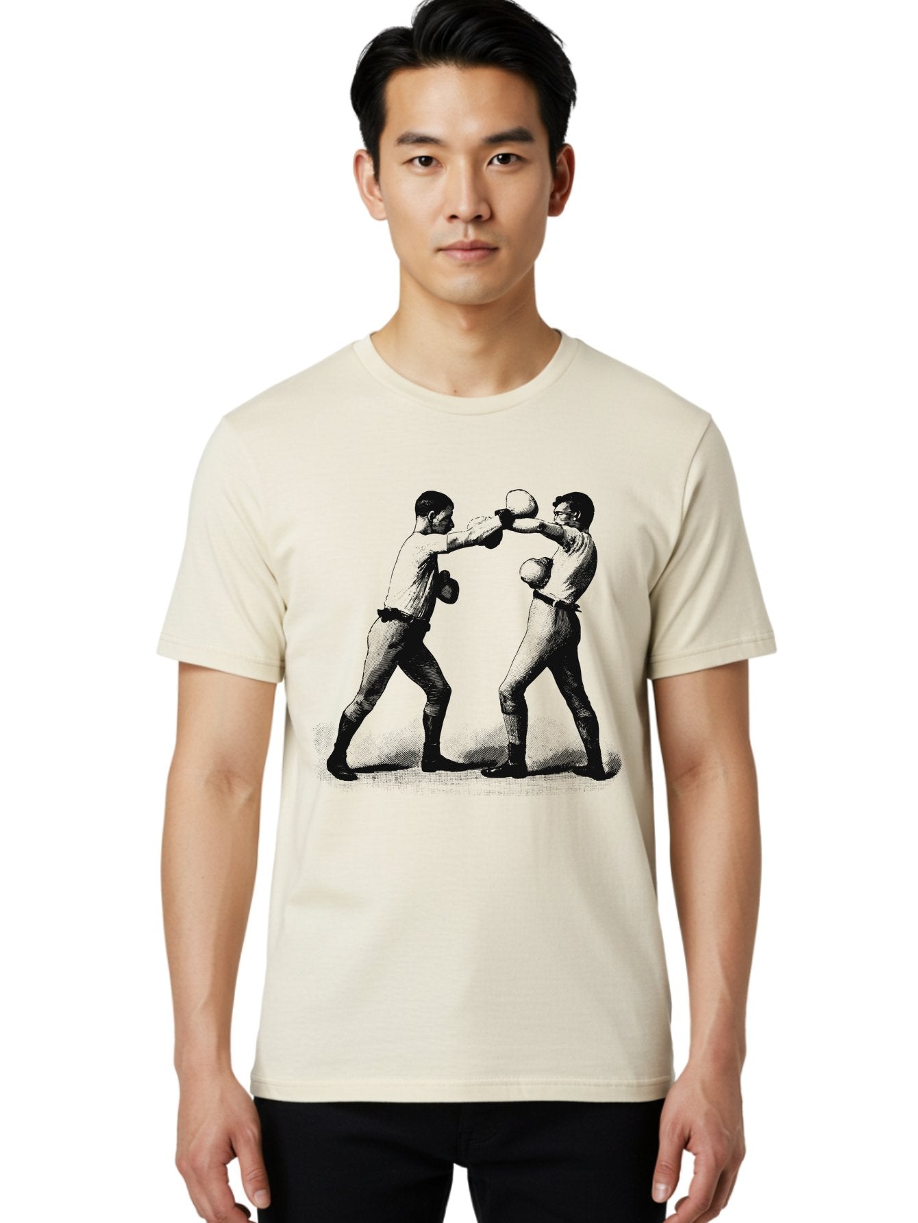 Ropekings Men'S Graphic Tee, 100% Cotton, Comfortable Casual Summer Wear, Machine Washable, Two Boxers Fighting, Boxing Match, Martial Arts, Combat Sports, Physical Fitness, Intense Action, Gloves, Punch, Fight, Athletic Competition, Aae618 25