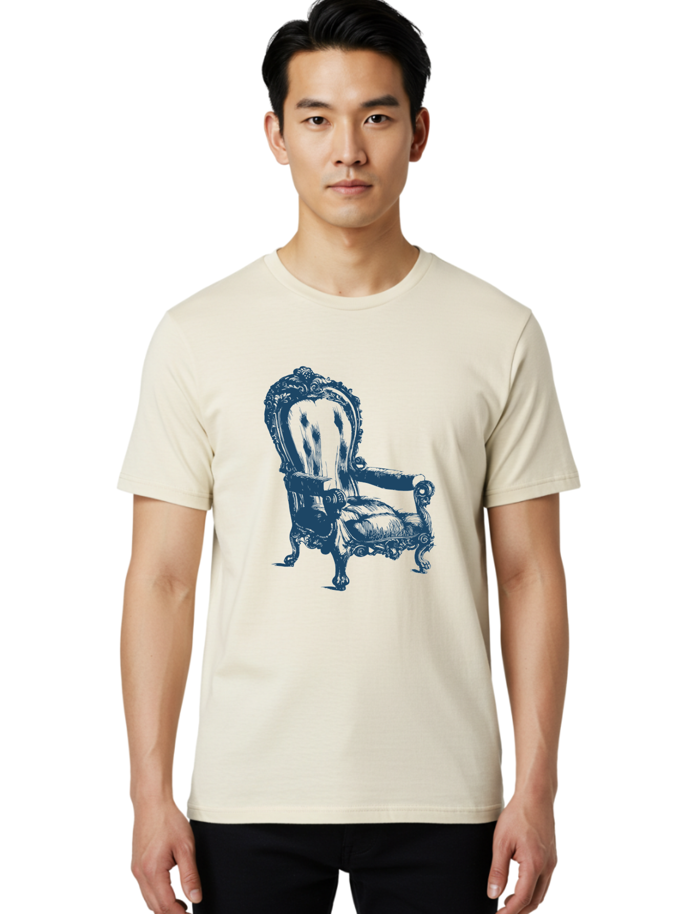Royal Scroll Armchair Men'S Graphic Tee, 100% Cotton, Comfortable Casual Summer Wear, Machine Washable, Luxury Chair, Ornate Design, Vintage Furniture, Armchair, Carved Details, Royal Seating, Ornamental Decor, Intricate Carvings, Aae622