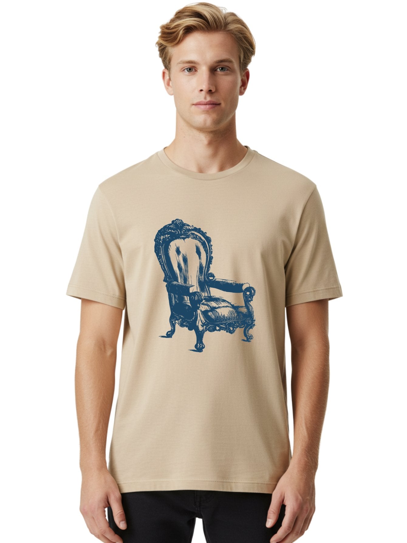 Royal Scroll Armchair Men'S Graphic Tee, 100% Cotton, Comfortable Casual Summer Wear, Machine Washable, Luxury Chair, Ornate Design, Vintage Furniture, Armchair, Carved Details, Royal Seating, Ornamental Decor, Intricate Carvings, Aae622 26