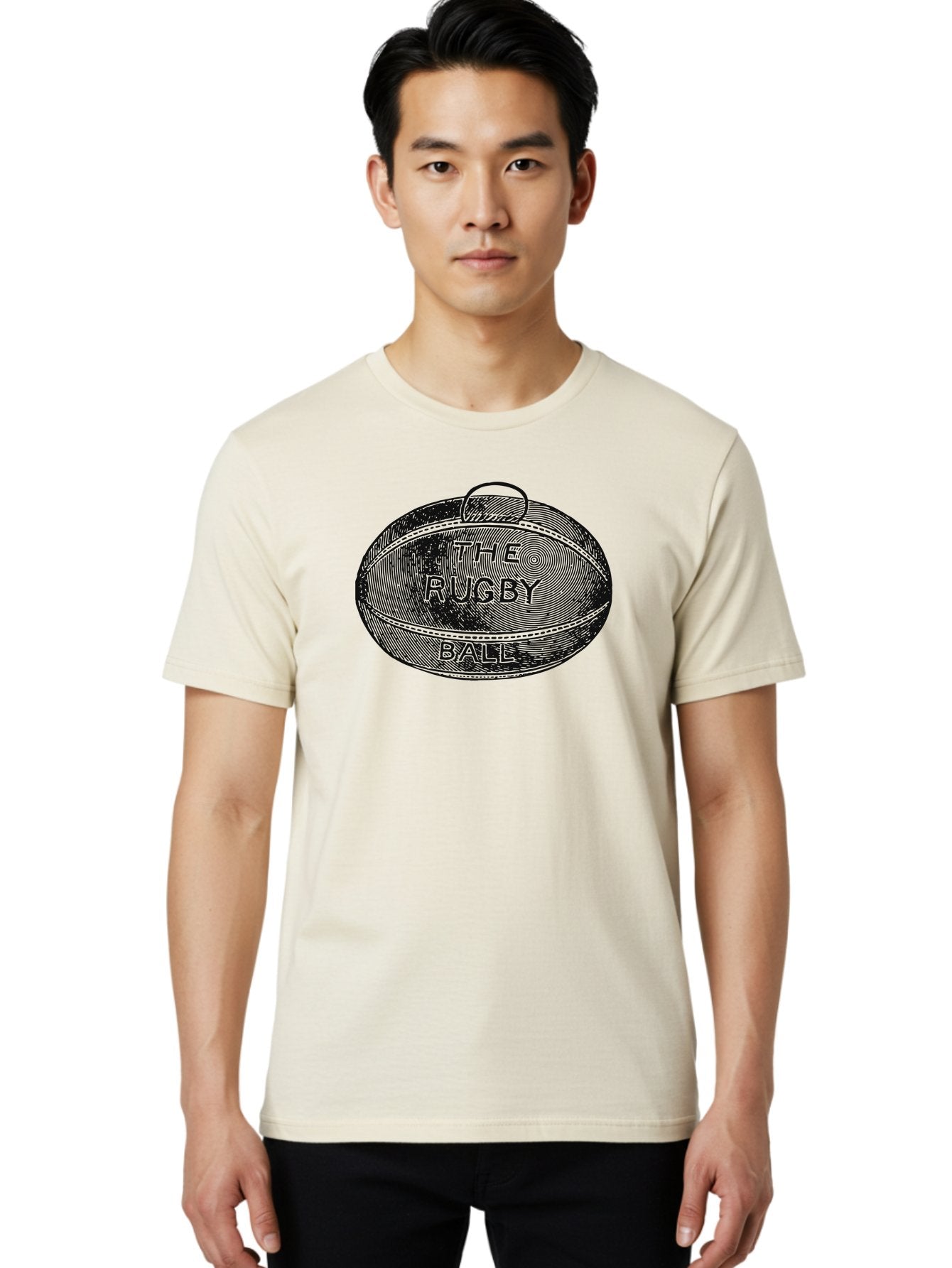 The Rugby Ball Men'S Graphic Tee, 100% Cotton, Comfortable Casual Summer Wear, Machine Washable, Rugby Ball, Sport Equipment, Oval Shape, Vintage Illustration, Sports Graphics, Rugby Team, Contact Sports, Sports Ball, Sports Illustration Aae623 24