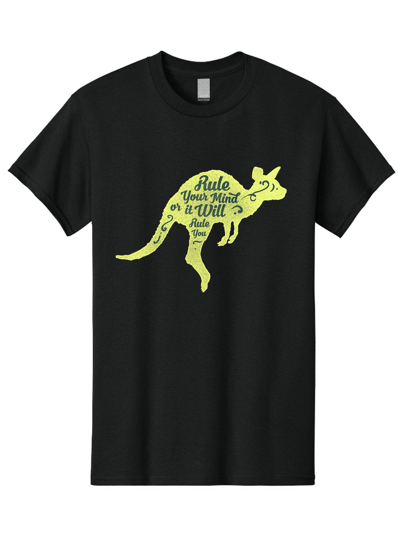 Rule Your Mind Men'S Graphic Tee, 100% Cotton, Comfortable Casual Summer Wear, Machine Washable, Motivational Quote, Kangaroo Silhouette, Inspirational Message, Mental Discipline, Positive Thinking, Rule Your Mind Or It Will Rule You, Aae624 15