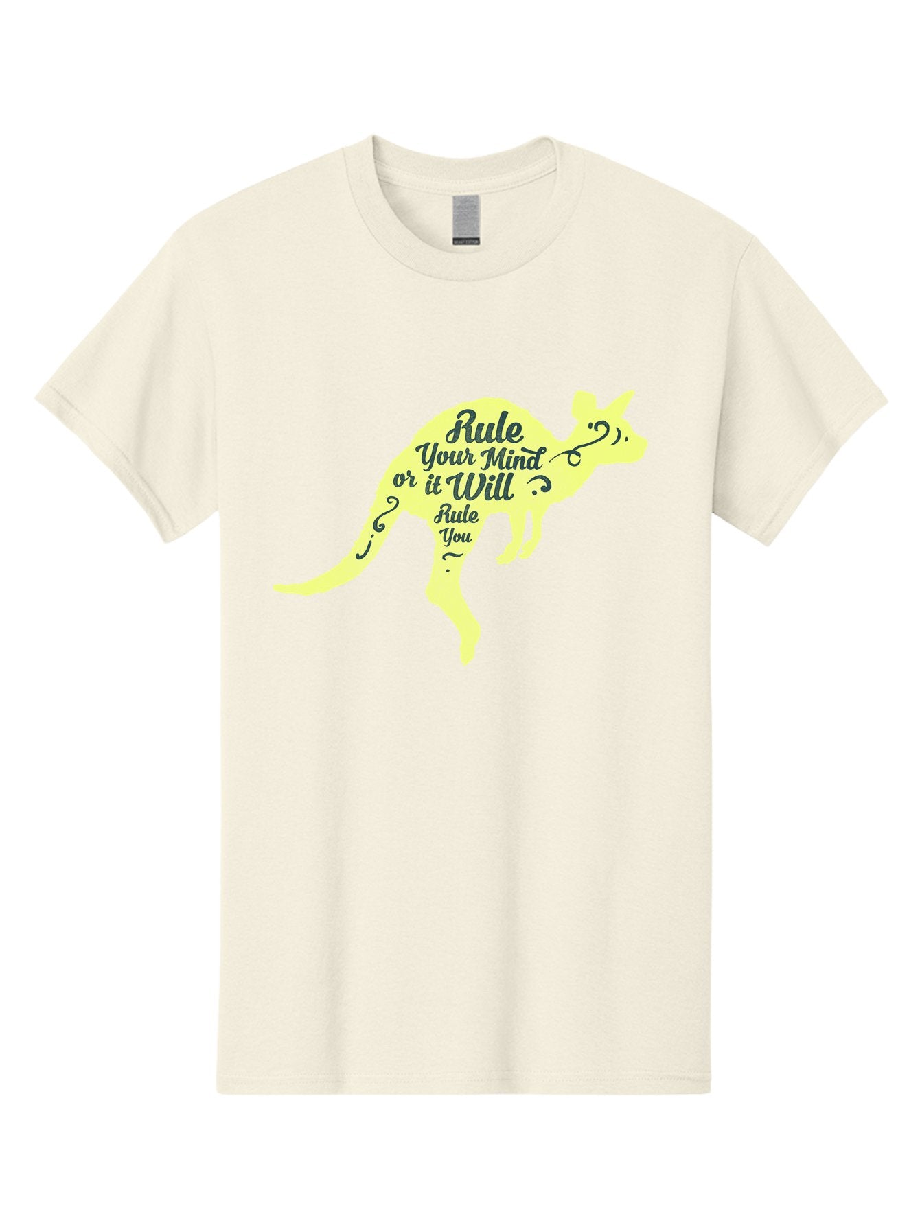 Rule Your Mind Men'S Graphic Tee, 100% Cotton, Comfortable Casual Summer Wear, Machine Washable, Motivational Quote, Kangaroo Silhouette, Inspirational Message, Mental Discipline, Positive Thinking, Rule Your Mind Or It Will Rule You, Aae624 8