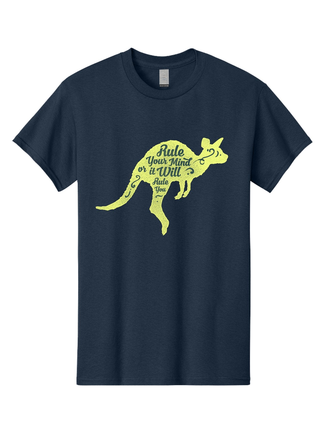 Rule Your Mind Men'S Graphic Tee, 100% Cotton, Comfortable Casual Summer Wear, Machine Washable, Motivational Quote, Kangaroo Silhouette, Inspirational Message, Mental Discipline, Positive Thinking, Rule Your Mind Or It Will Rule You, Aae624 10