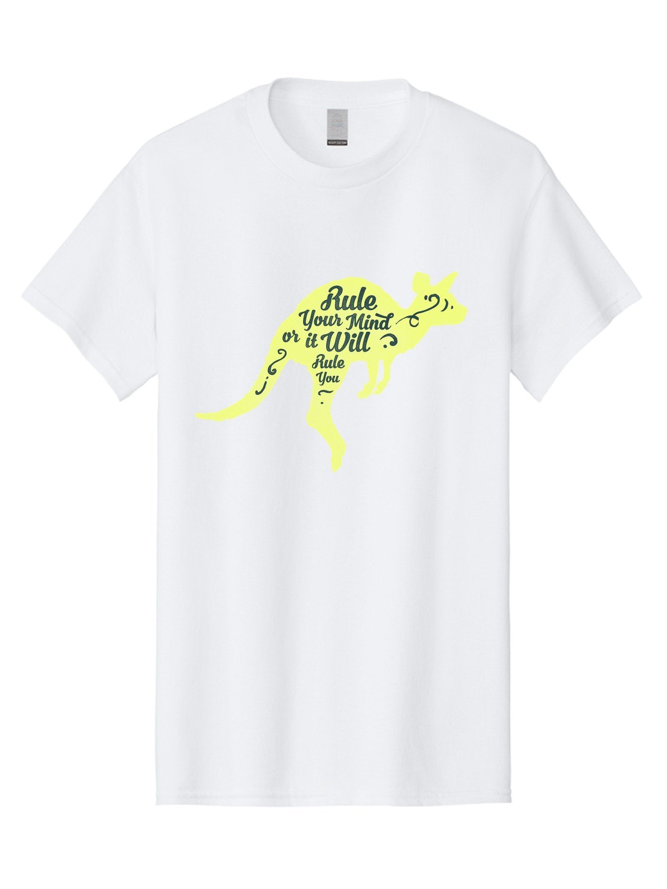 Rule Your Mind Men'S Graphic Tee, 100% Cotton, Comfortable Casual Summer Wear, Machine Washable, Motivational Quote, Kangaroo Silhouette, Inspirational Message, Mental Discipline, Positive Thinking, Rule Your Mind Or It Will Rule You, Aae624 14